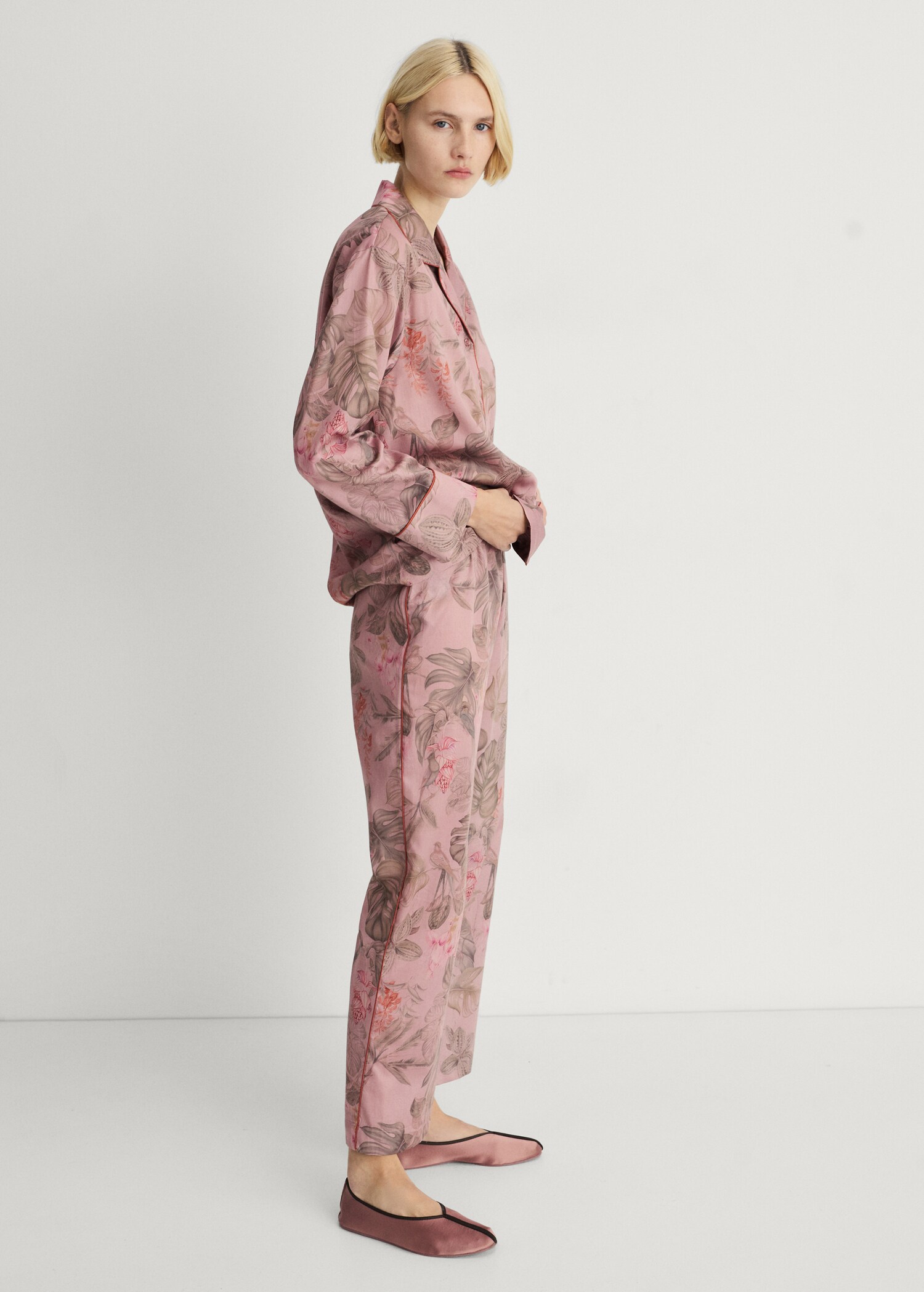 Tropical-print pyjama trousers - General plane