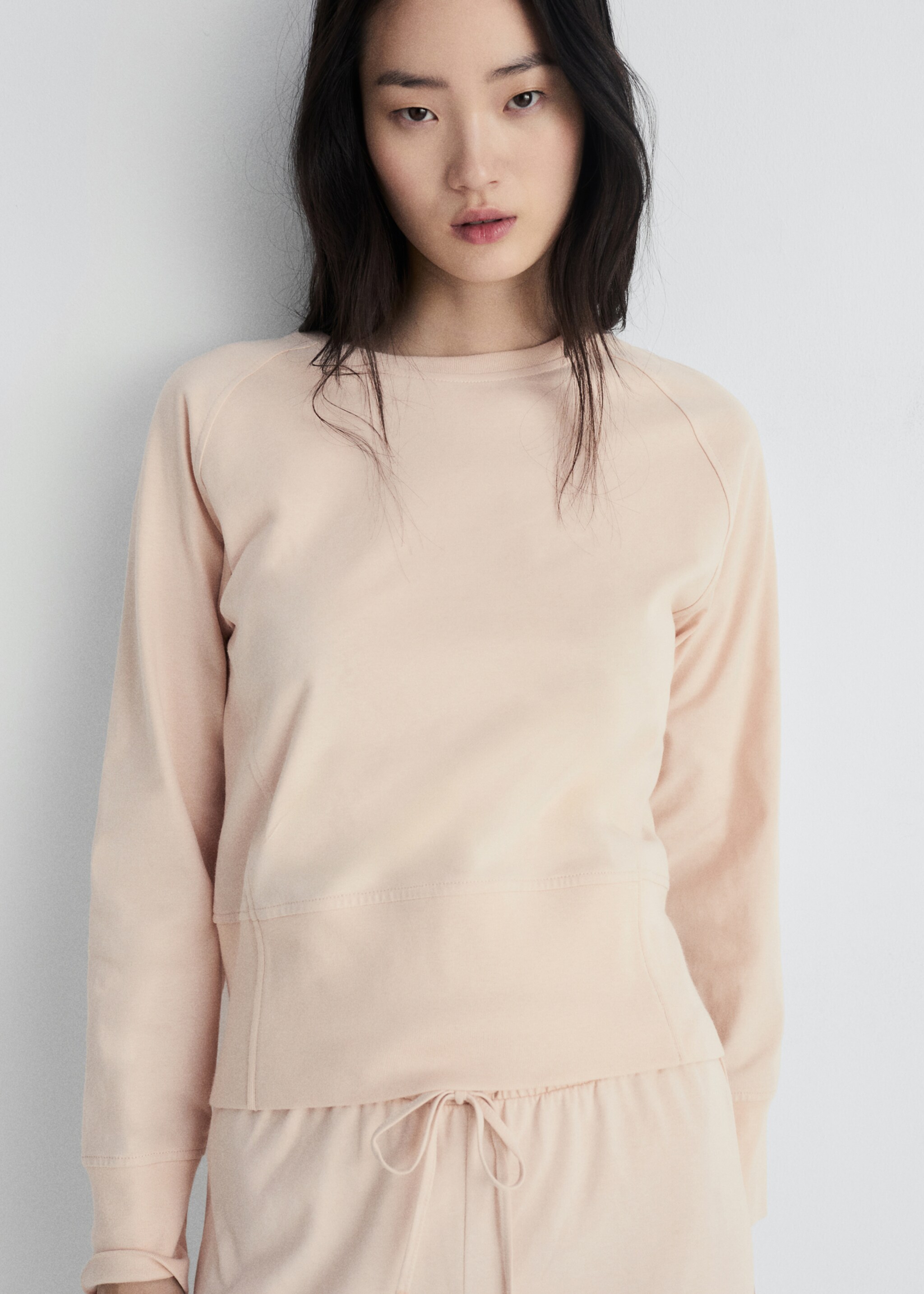 Cotton sweatshirt with soft finish - General plane, Salmon. Ref: 87092970-00.
