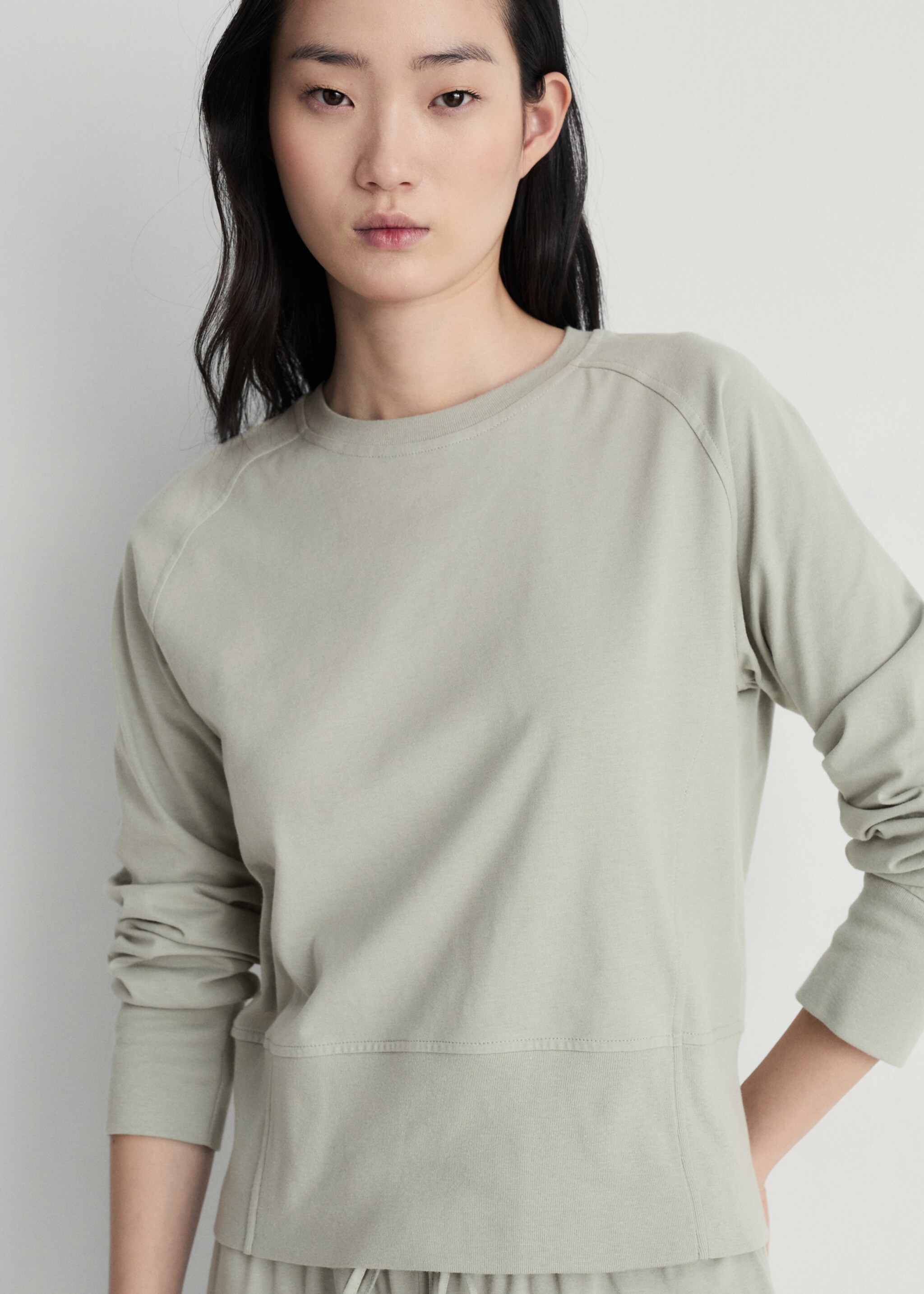 Cotton sweatshirt with soft finish - General plane, Aqua Green. Ref: 87092970-00.