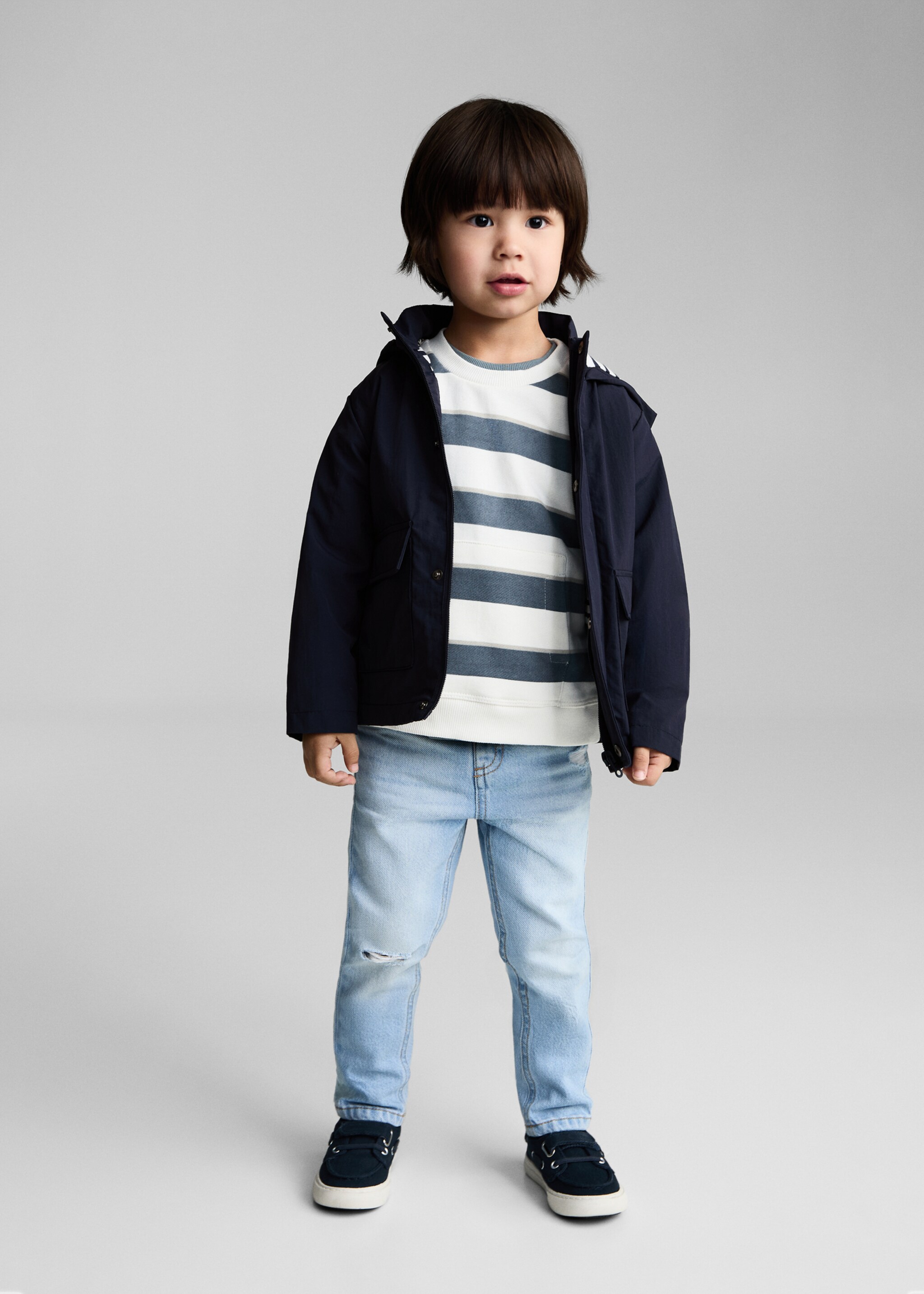 Gestreiftes Baumwoll-Sweatshirt - Allgemeine Ansicht, Blau. Ref: 87093273-00.