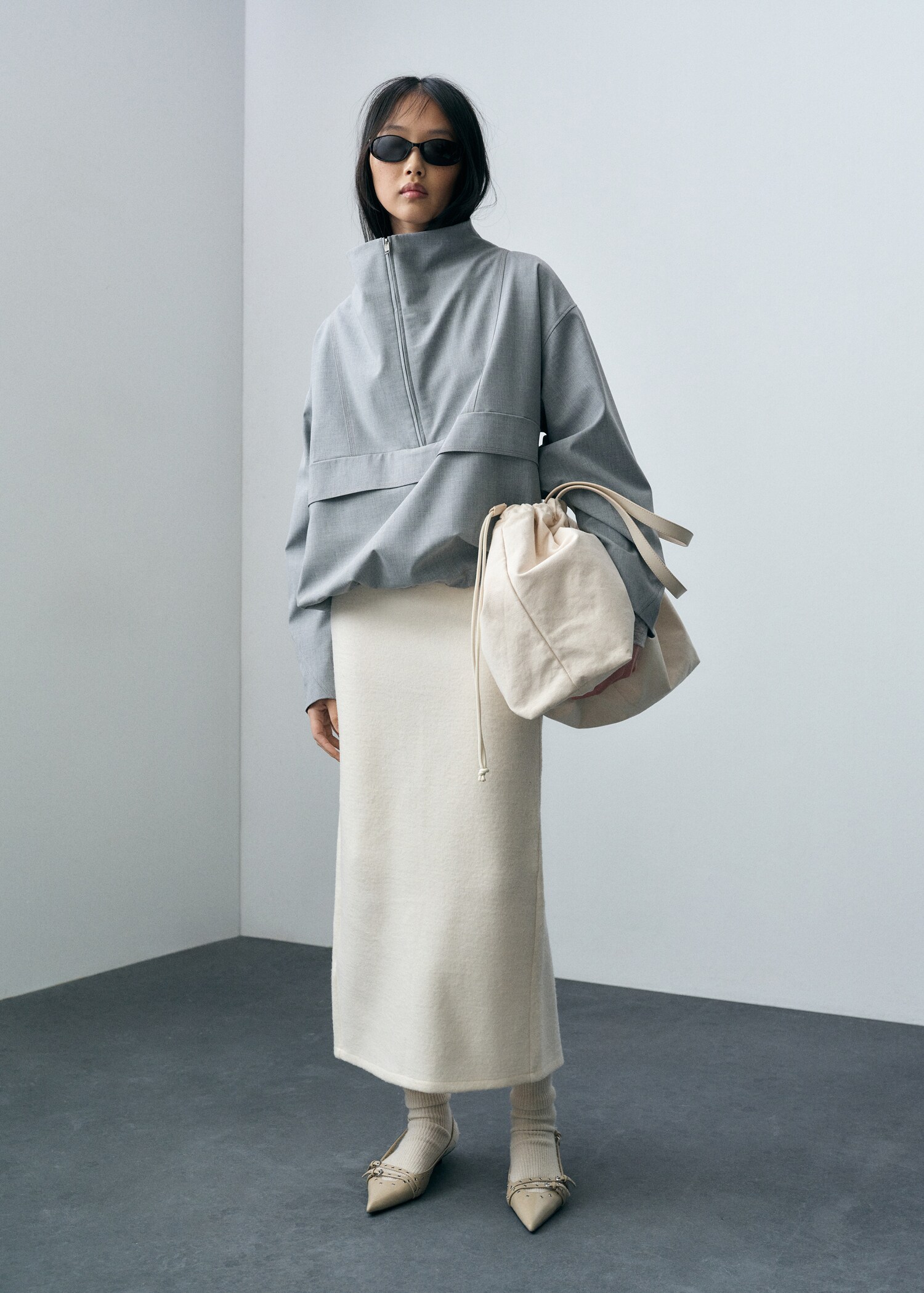 Wool-blend midi-skirt - General plane