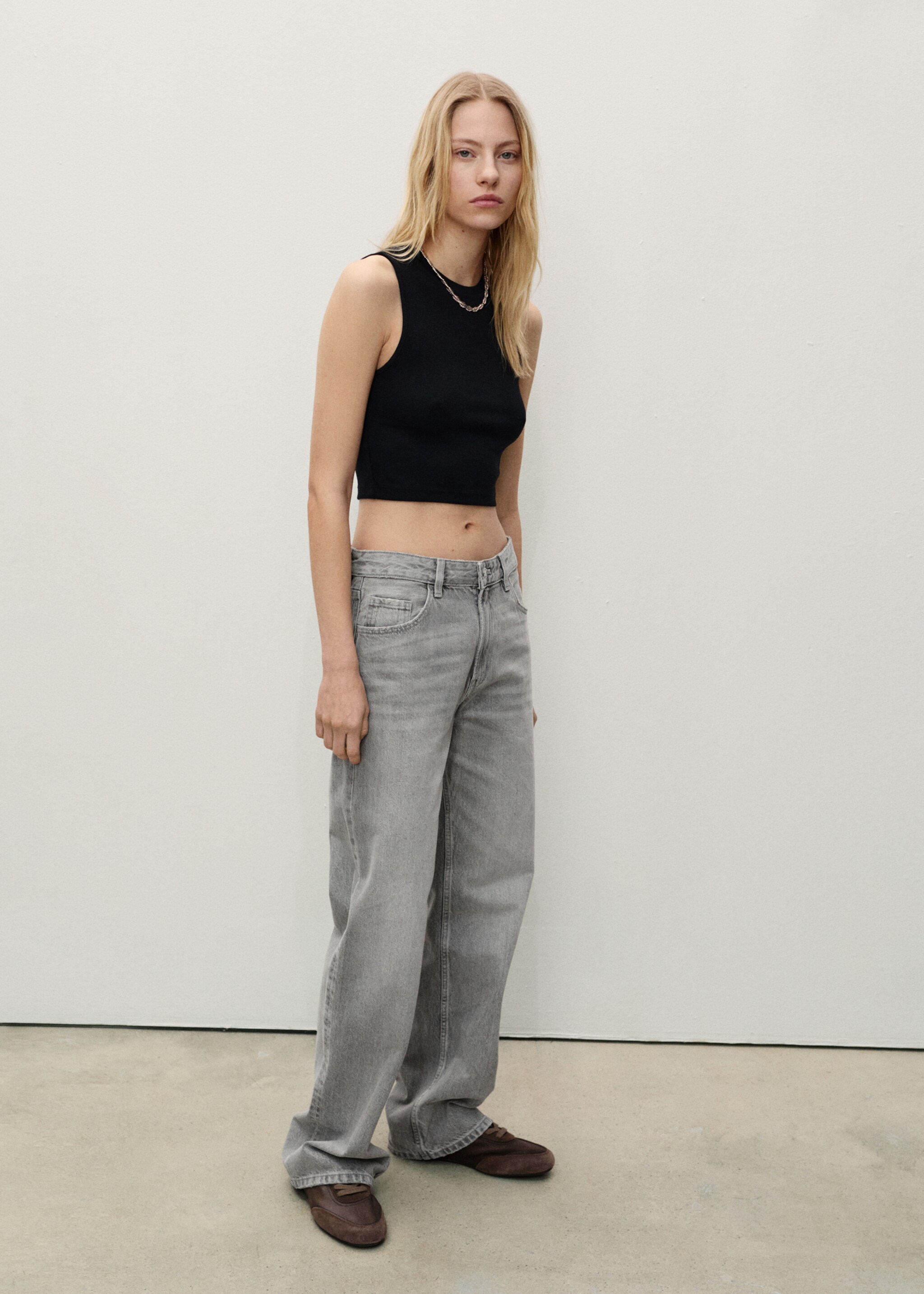 Gerade Jeans Miami mit mittlerer Bundhöhe - Allgemeine Ansicht, Denim Grau. Ref: 87093293-00.