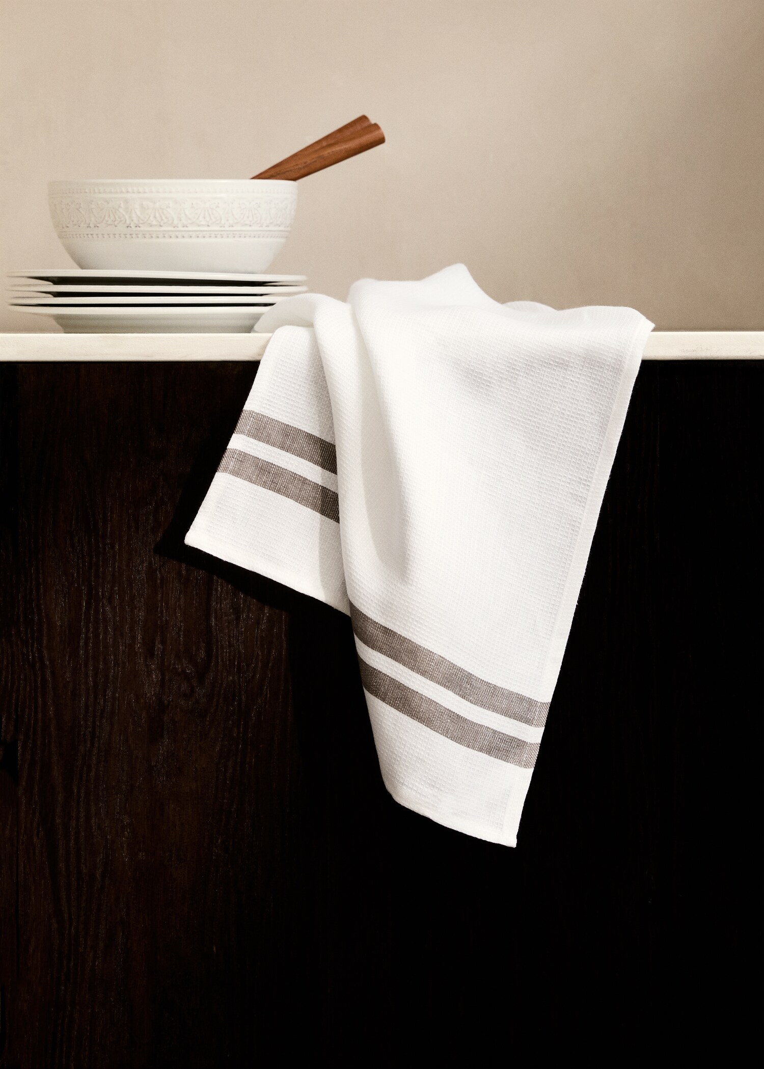 Waffle-linen striped kitchen cloth - General plane