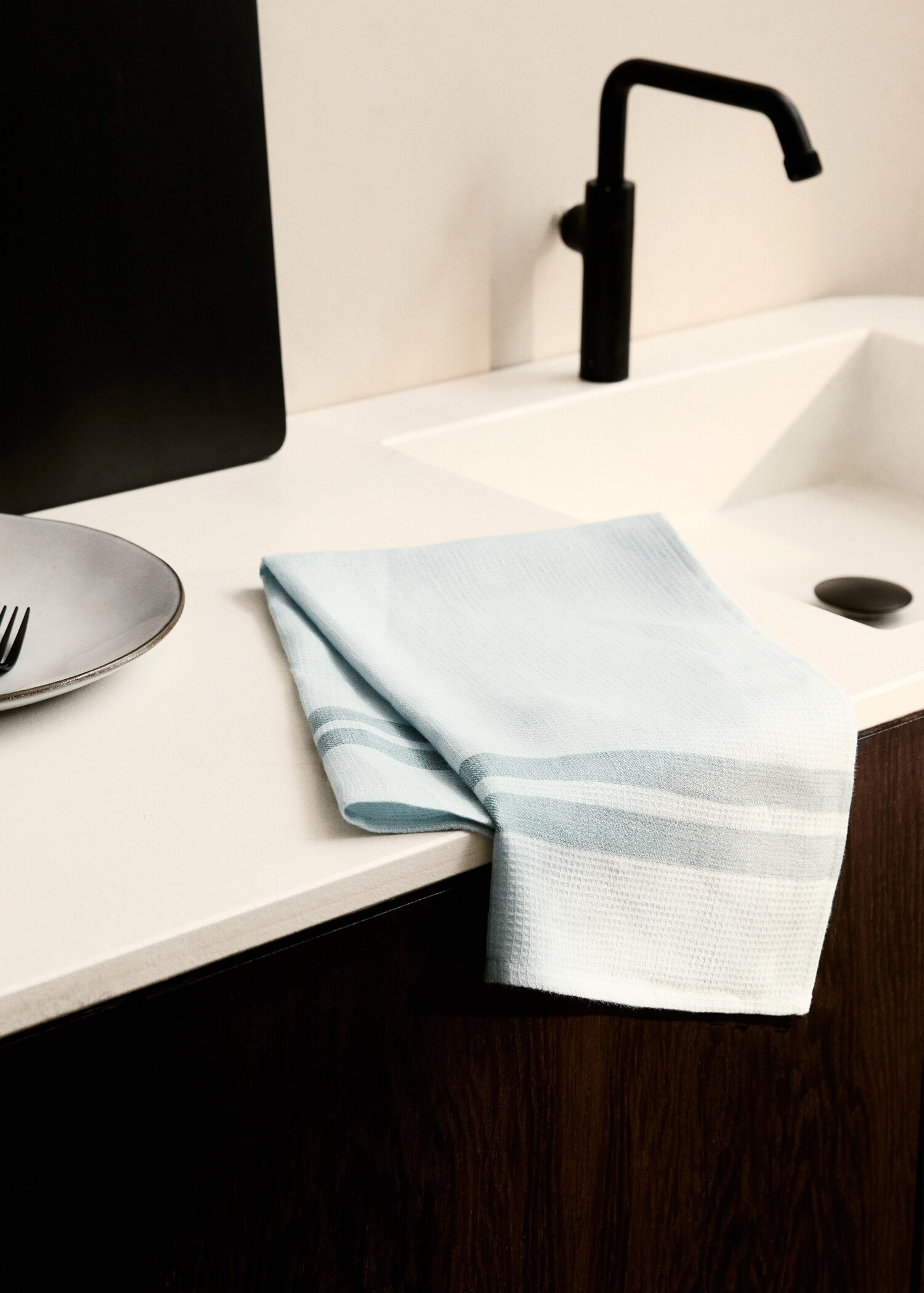 Waffle-linen striped kitchen cloth - General plane