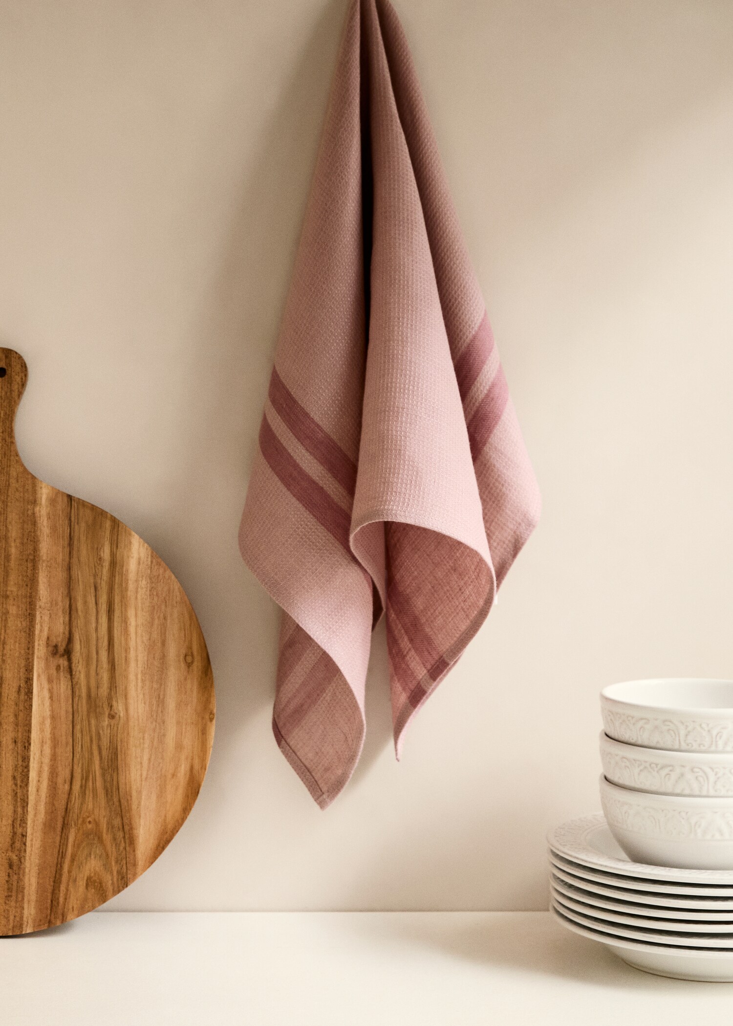 Waffle-linen striped kitchen cloth - General plane