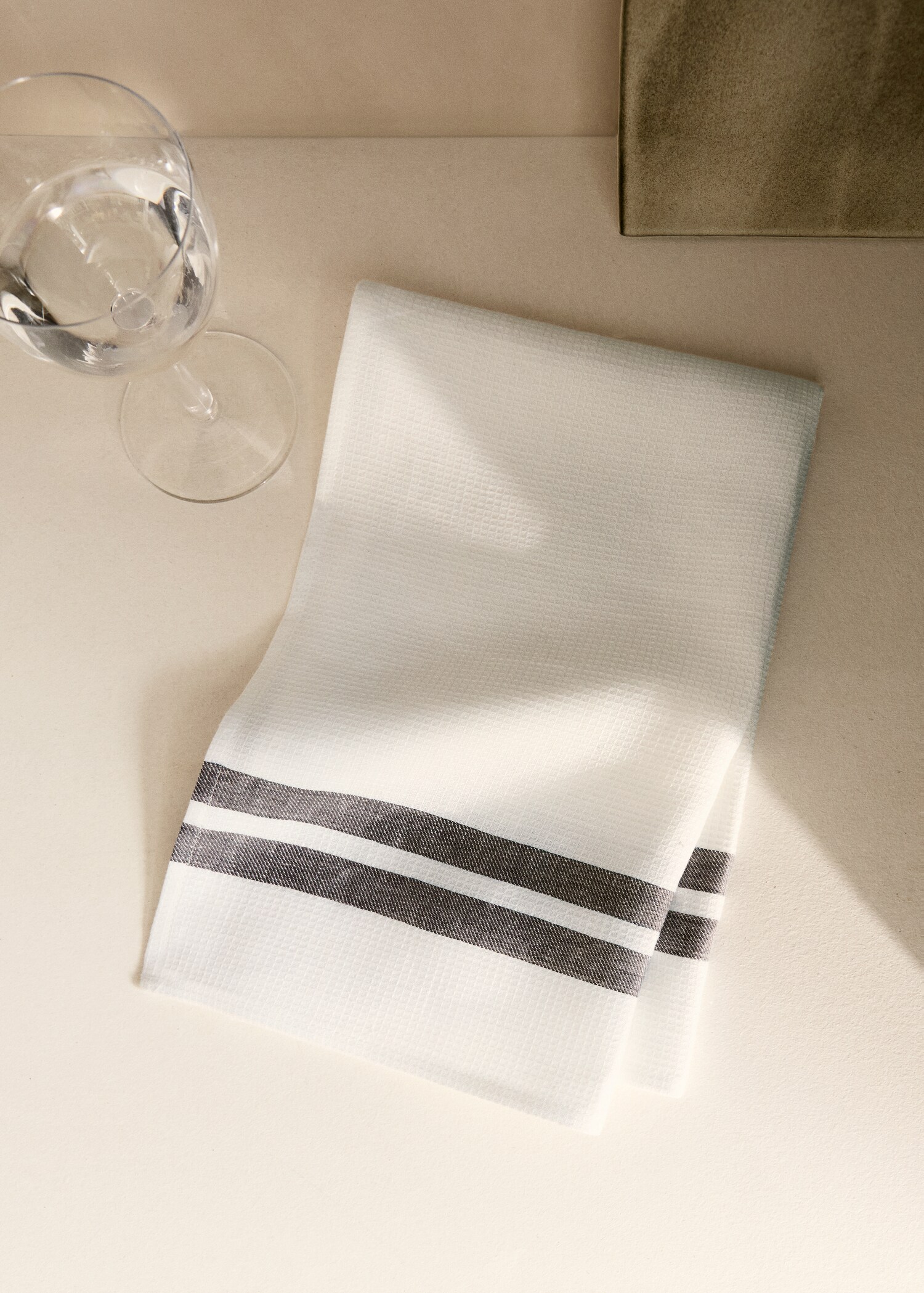 Waffle-linen striped kitchen cloth - General plane