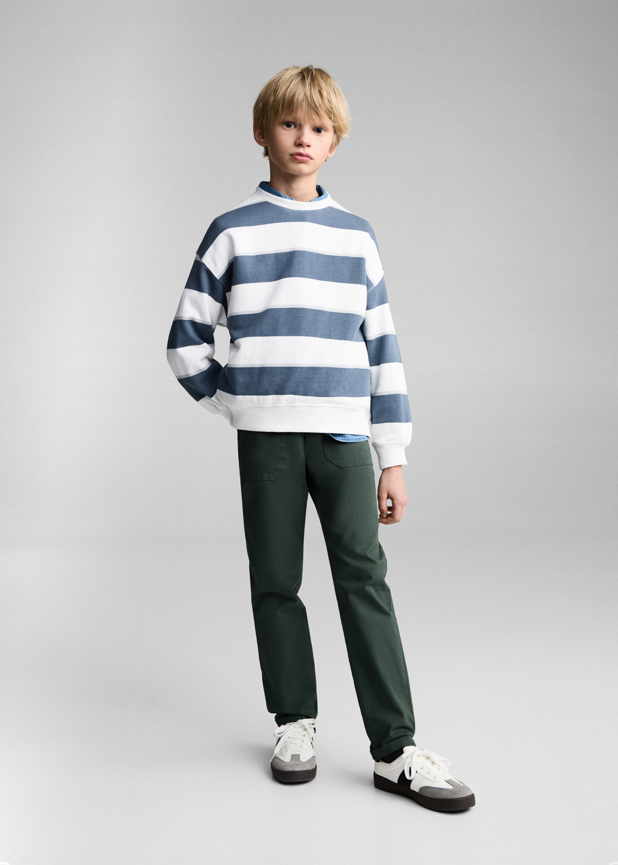 Striped cotton-blend sweatshirt - General plane, Blue. Ref: 87093638-00.