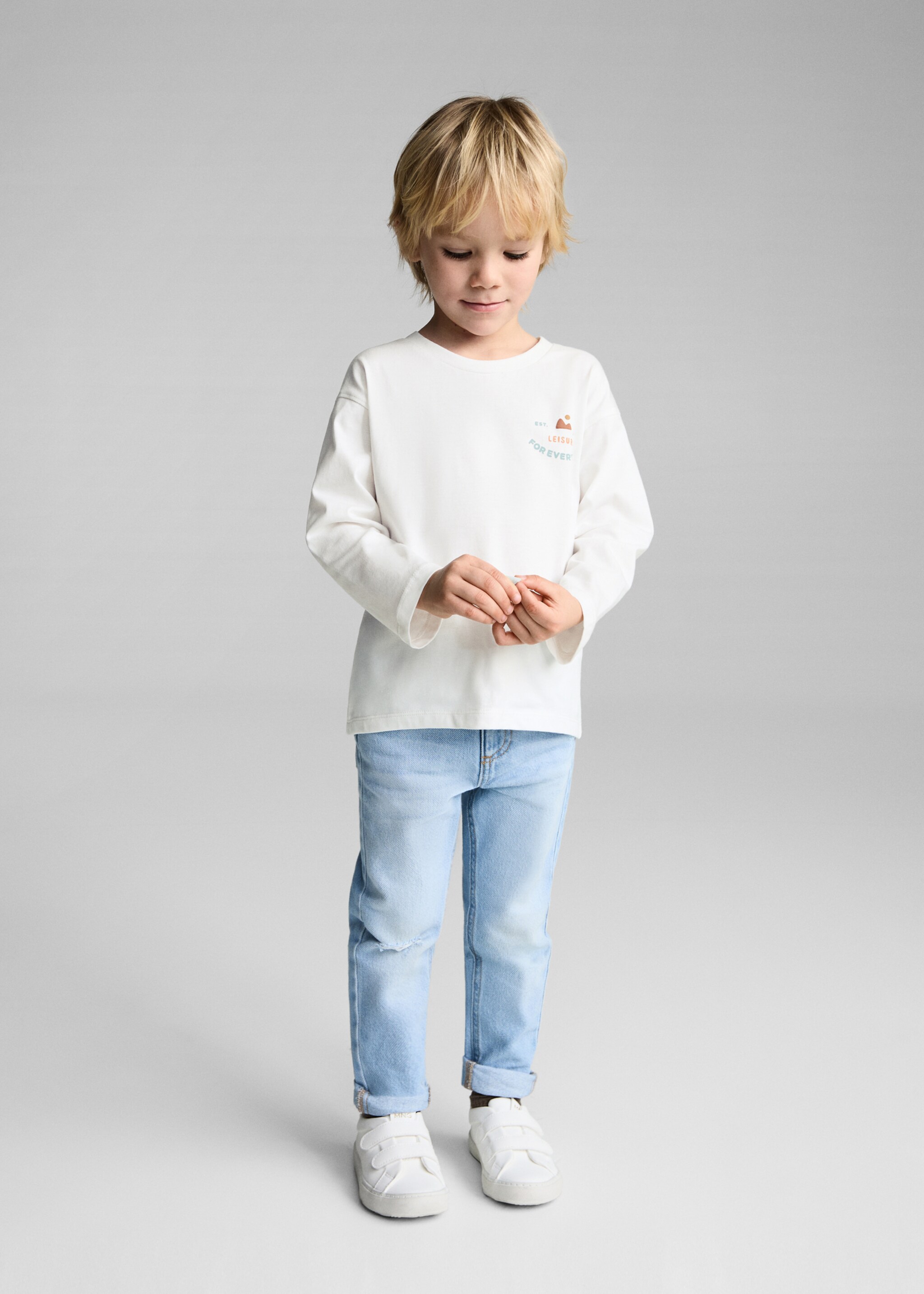 Bedrucktes Baumwoll-T-Shirt - Allgemeine Ansicht, Cremeweiß. Ref: 87093640-00.