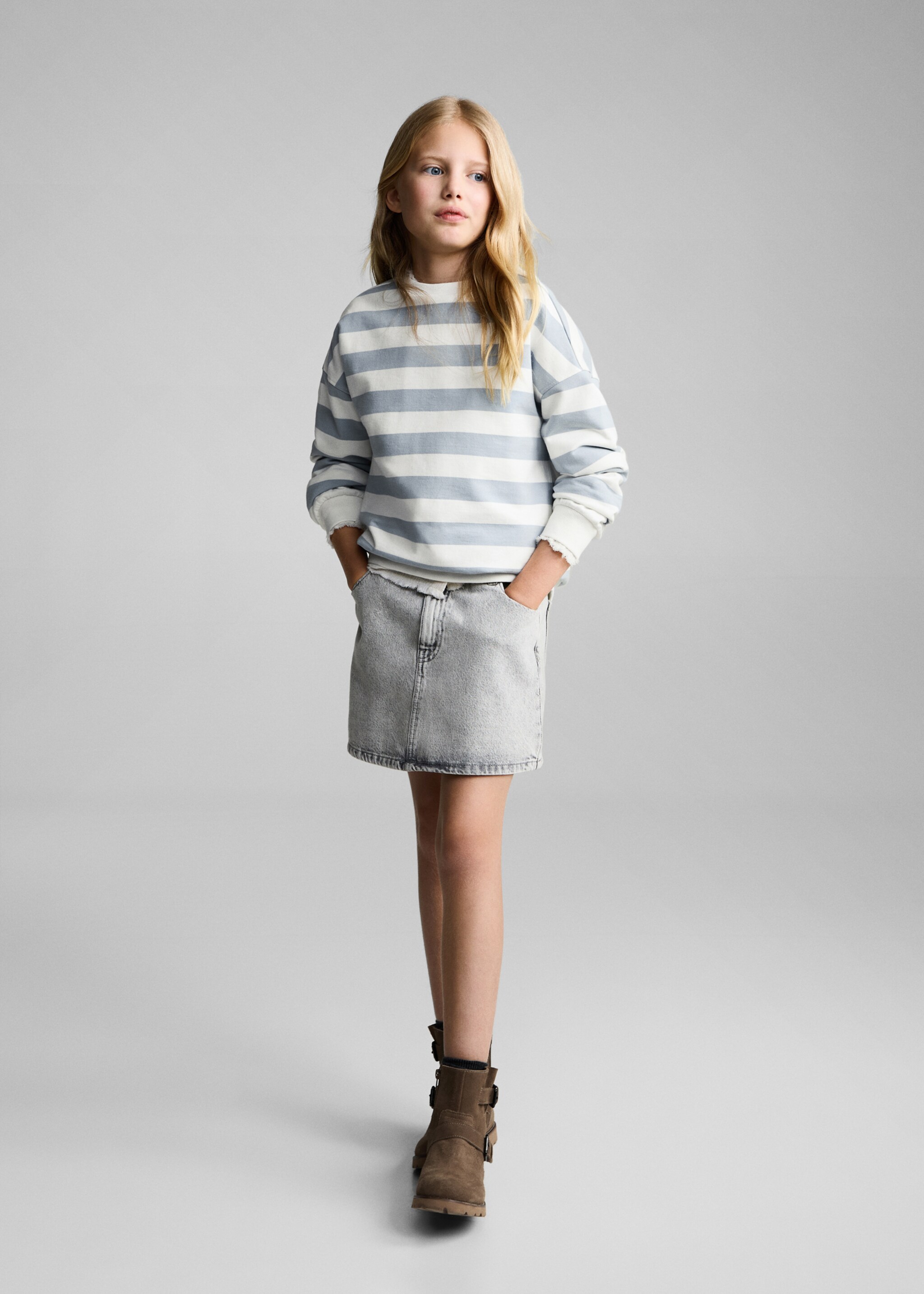 Striped cotton-blend sweatshirt - General plane, Sky Blue. Ref: 87093642-00.