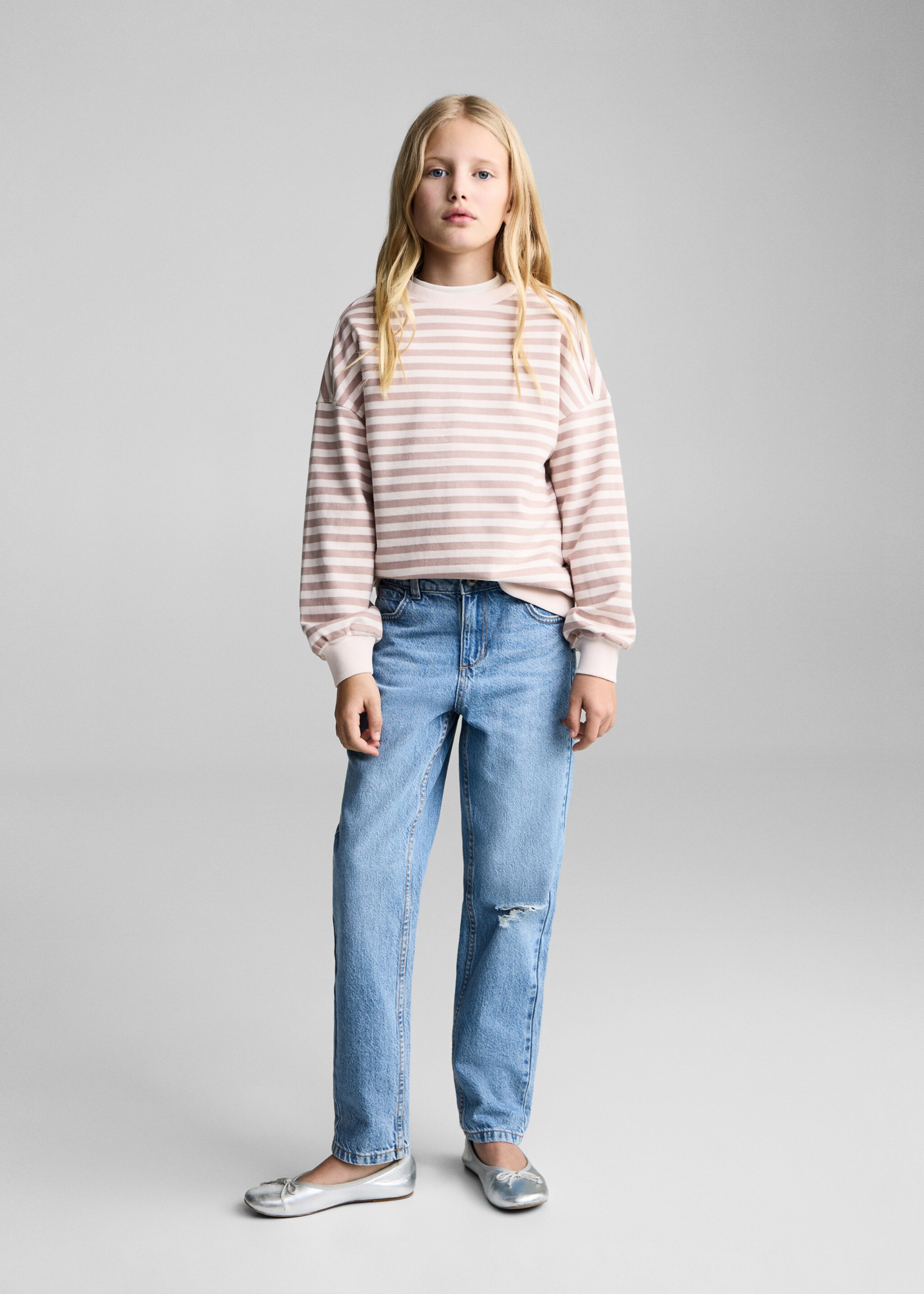 Striped cotton-blend sweatshirt - General plane, Pink. Ref: 87093642-00.