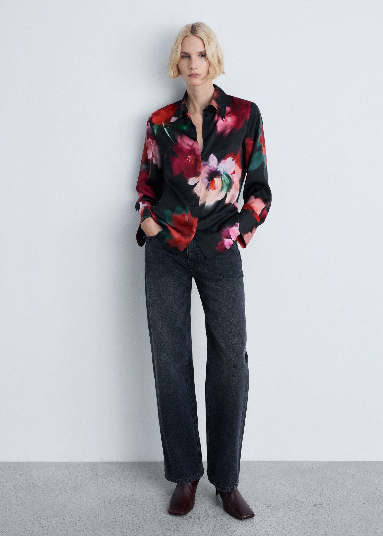 Satin print shirt - General plane