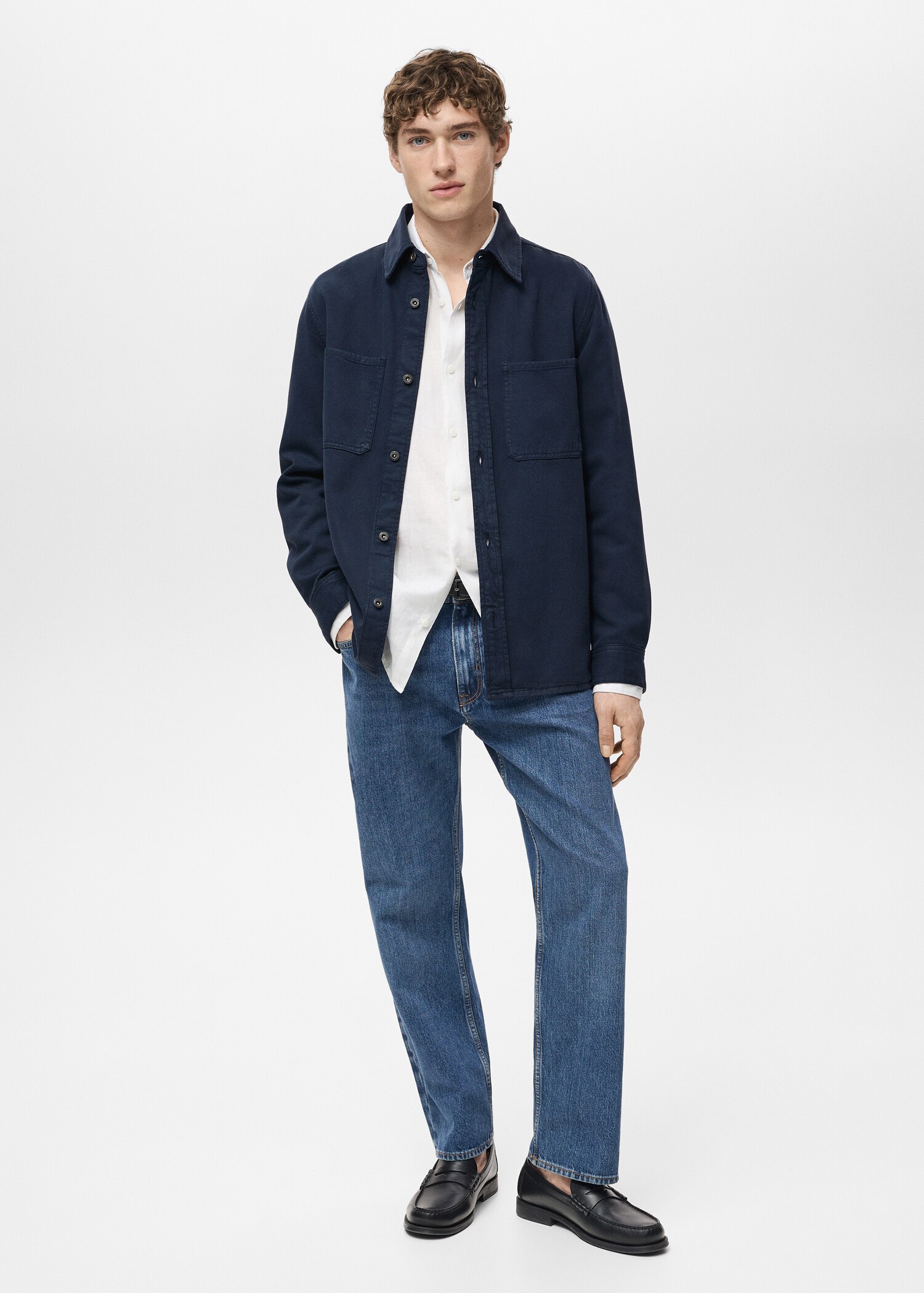 Regular Fit-Overshirt aus Baumwolle mit Lyocell - Allgemeine Ansicht