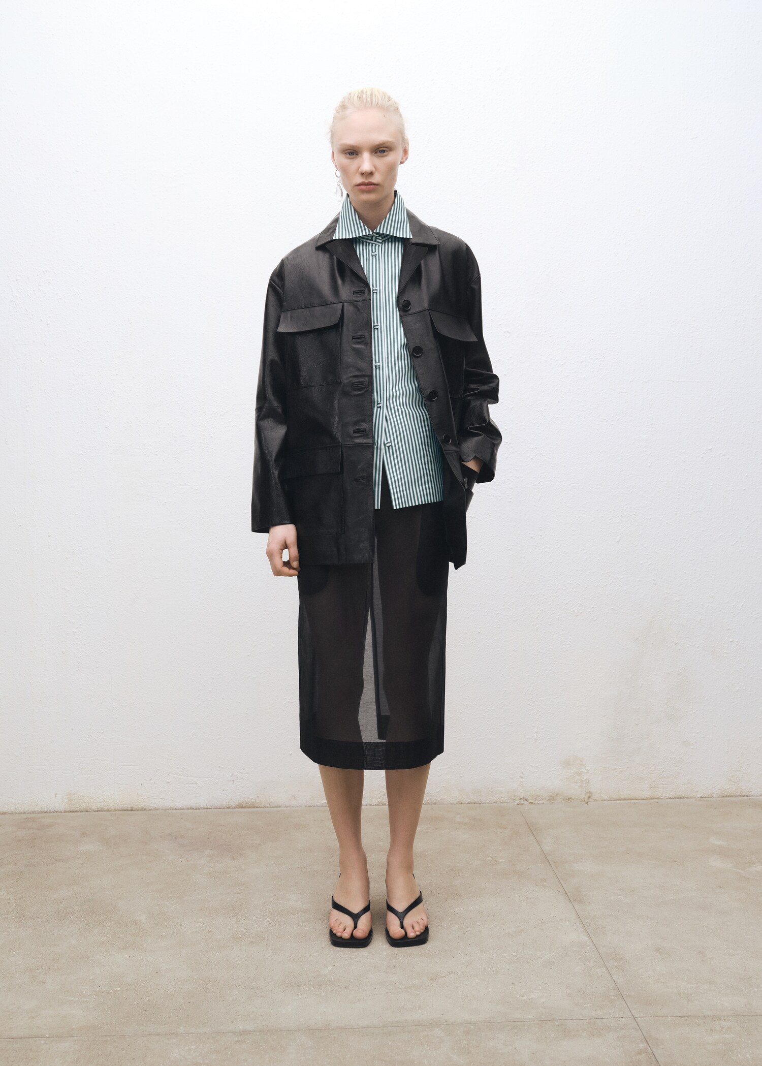 Semi-transparent silk midi-skirt - General plane