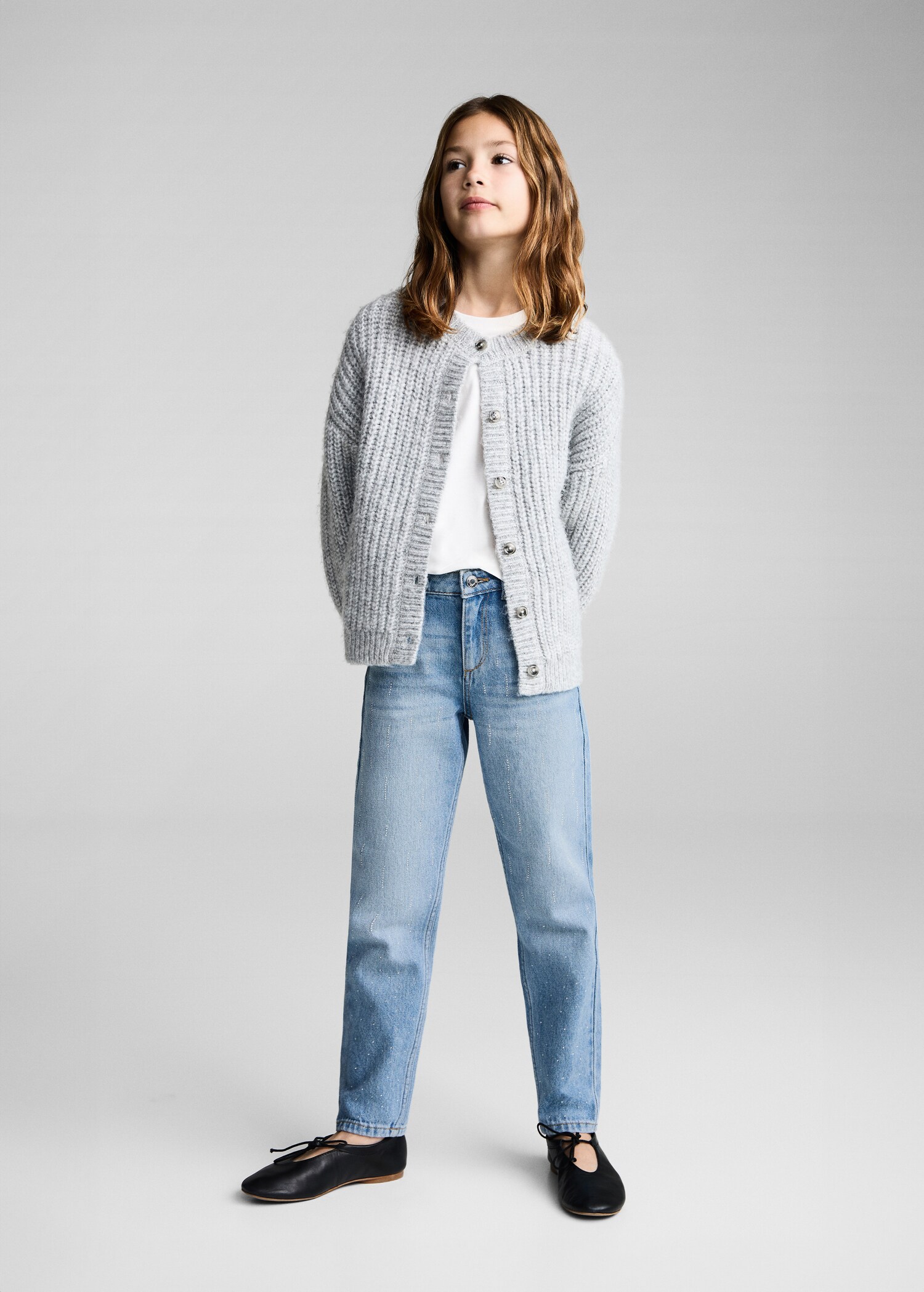 Mom-fit jeans with shiny detail - General plane