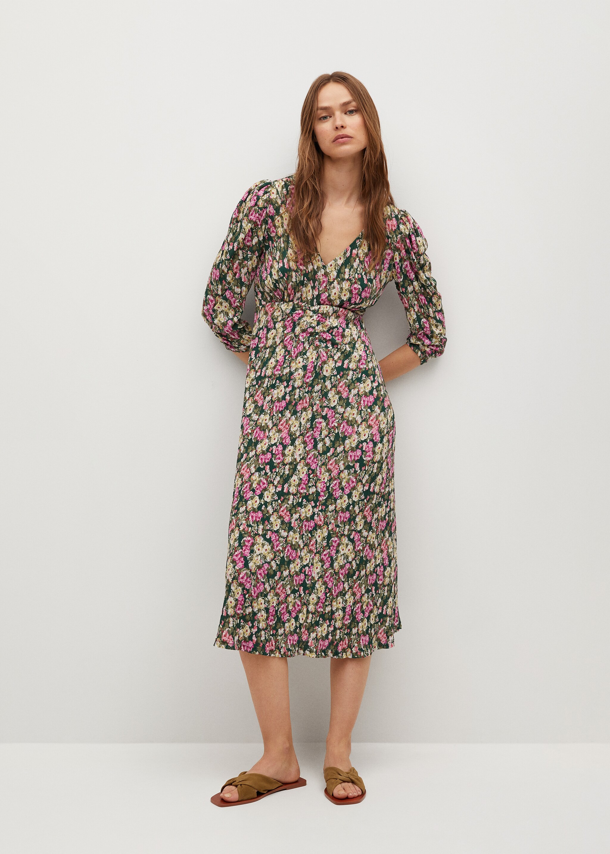 Vestido estampado midi - Plano general