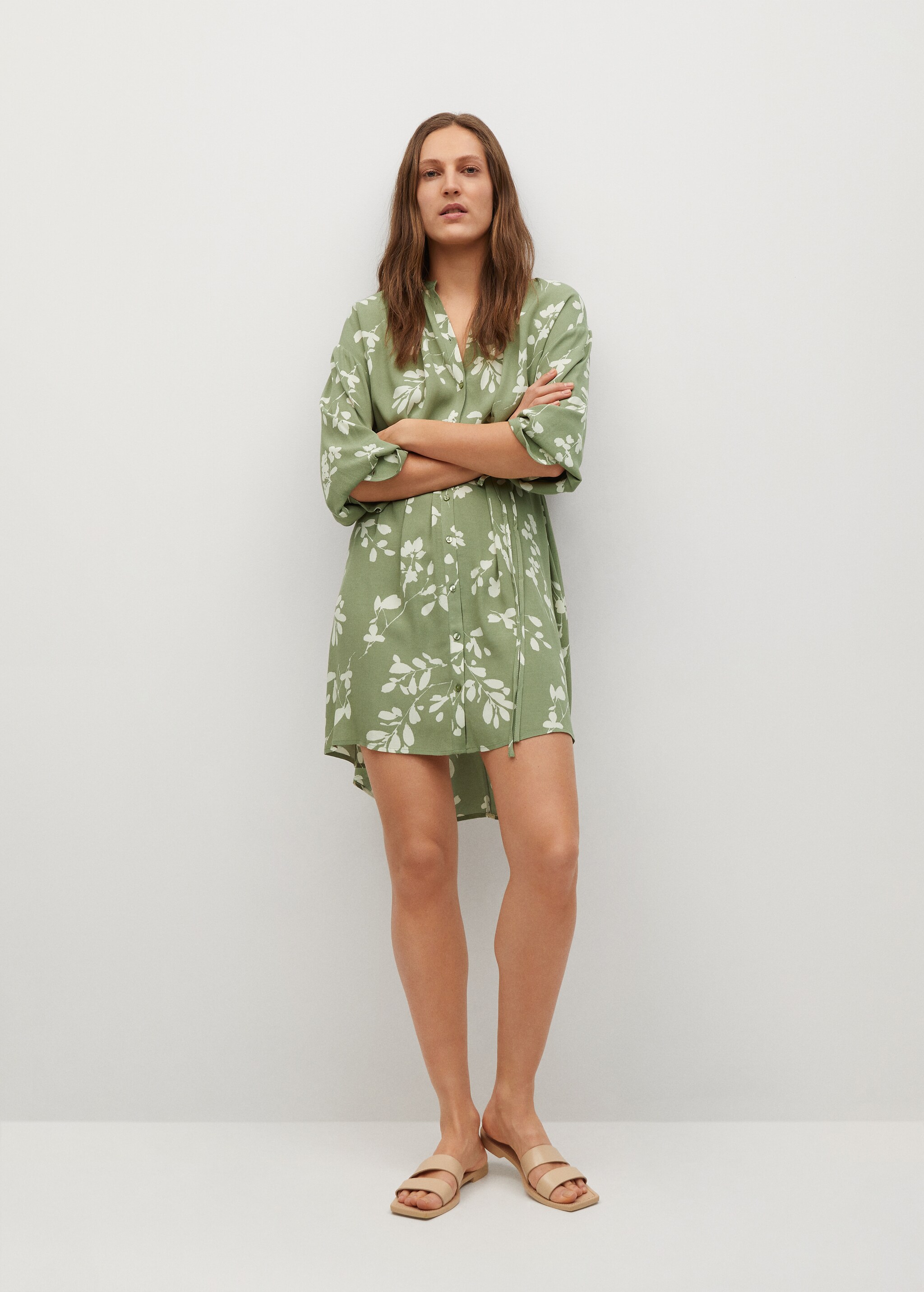 Vestido estampado cinturón - Plano general