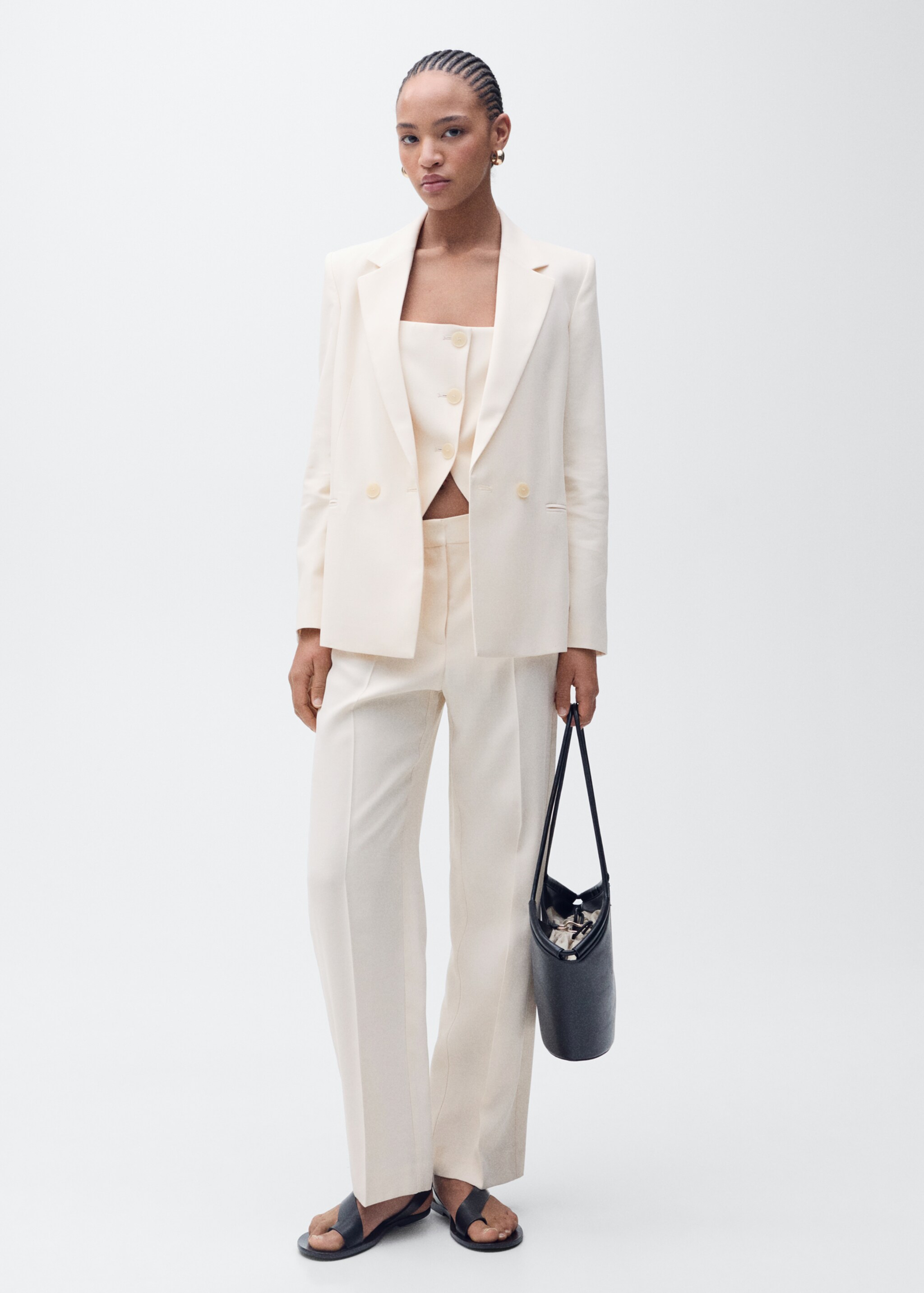 Straight-fit suit blazer - General plane, Ecru. Ref: 87095735-00.