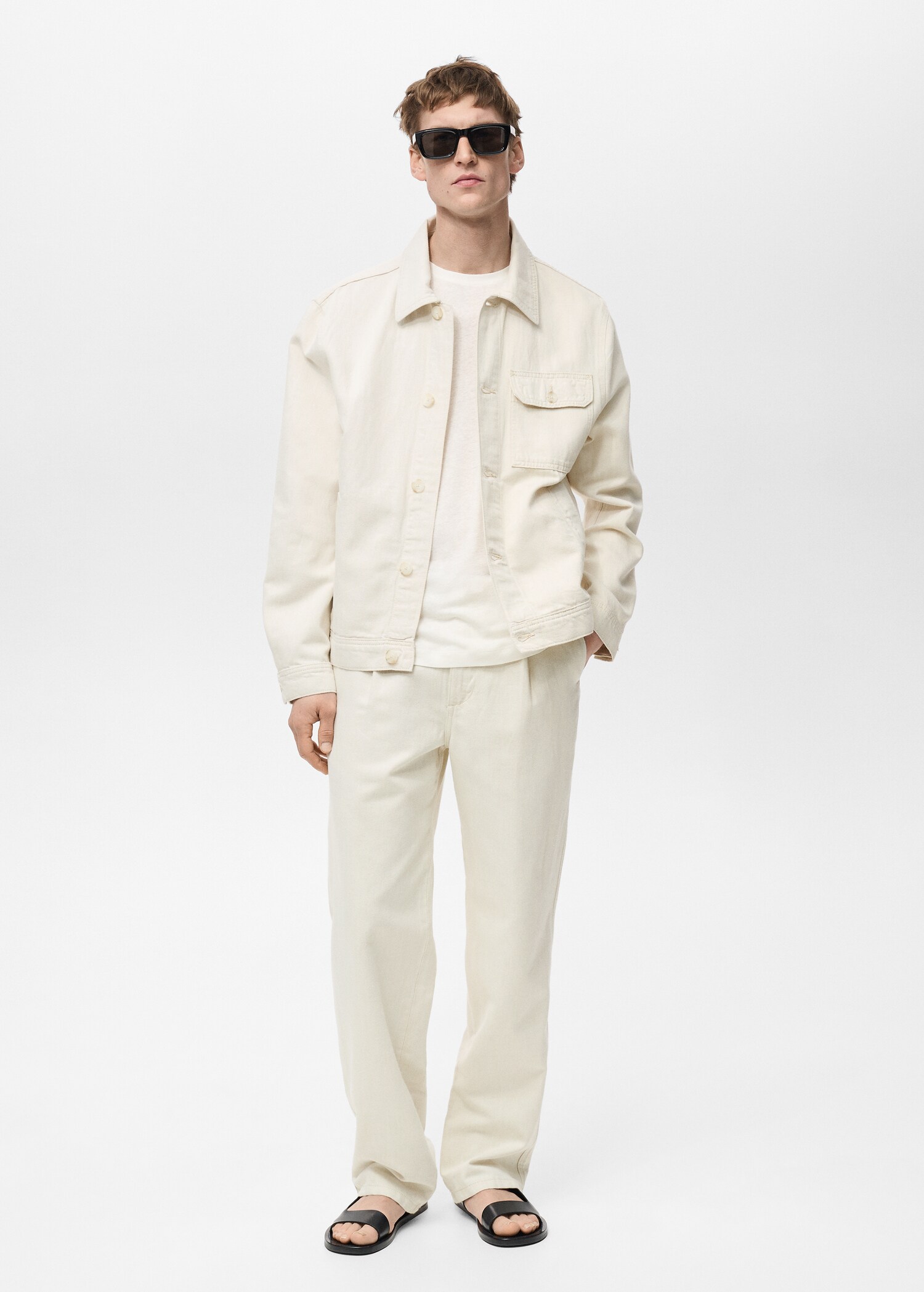 Linen-blend jacket with pockets - General plane