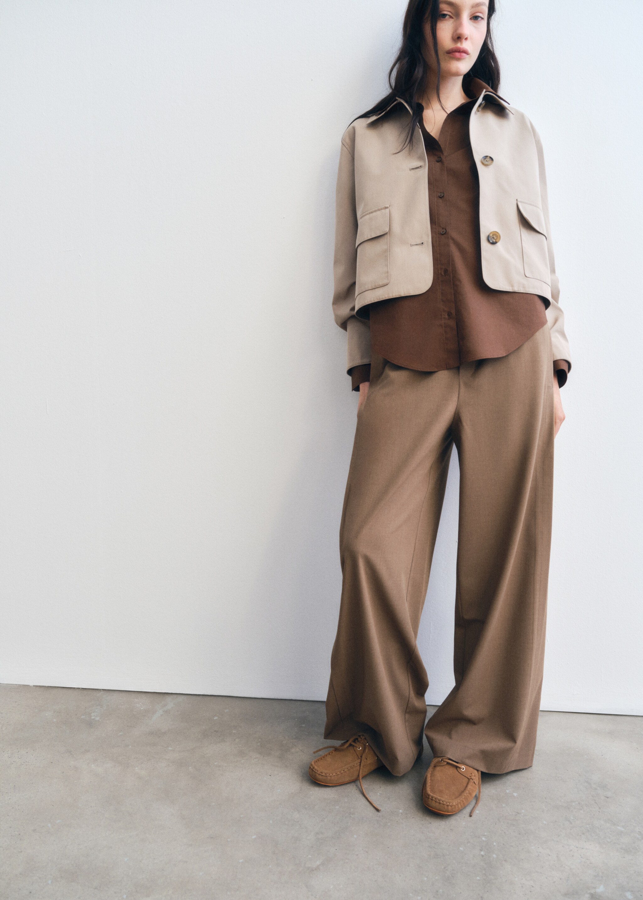 Suede boat shoes with laces - General plane, Medium Brown. Ref: 87095937-00.