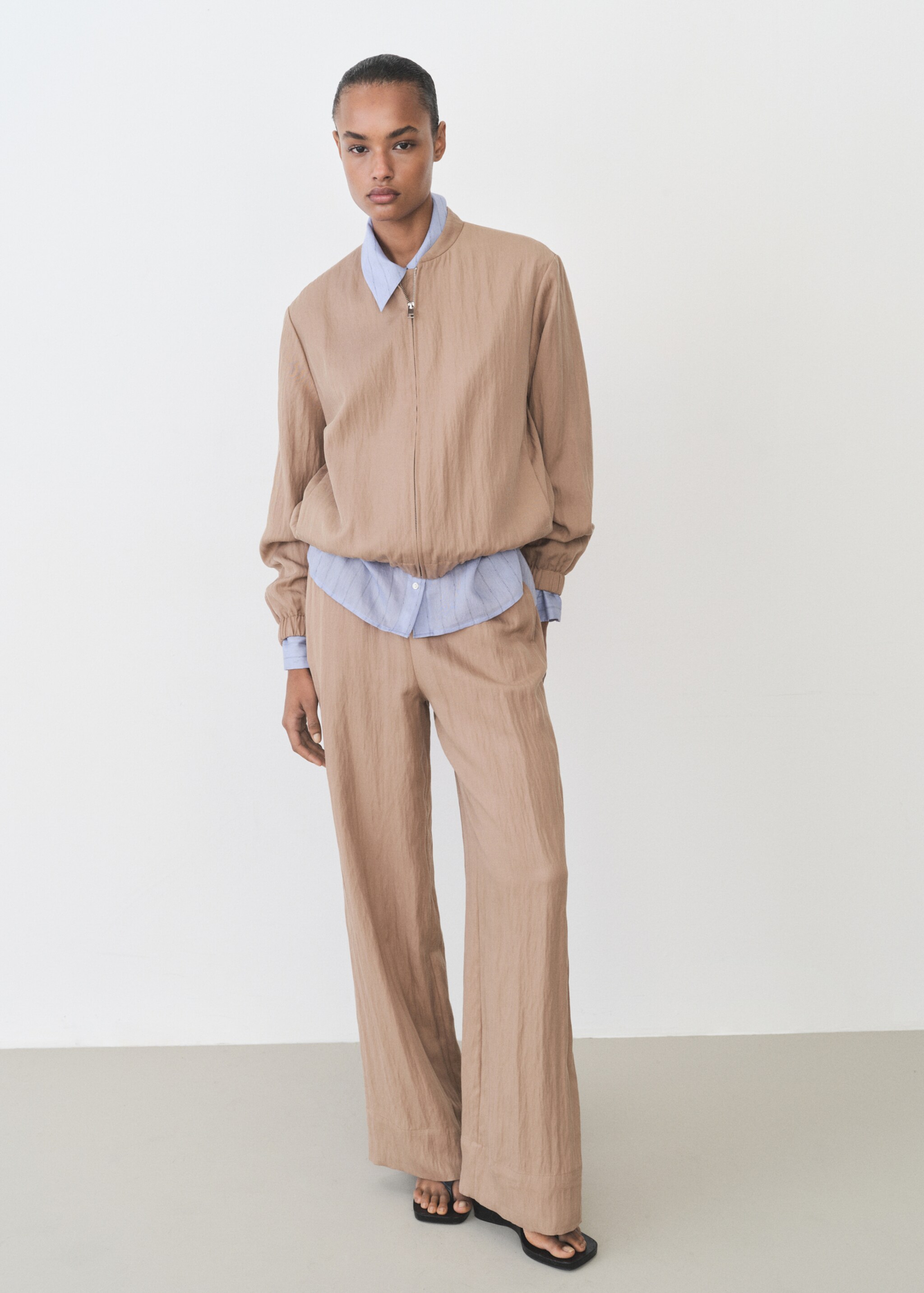 Lyocell bomber jacket - General plane, Medium Brown. Ref: 87096358-00.