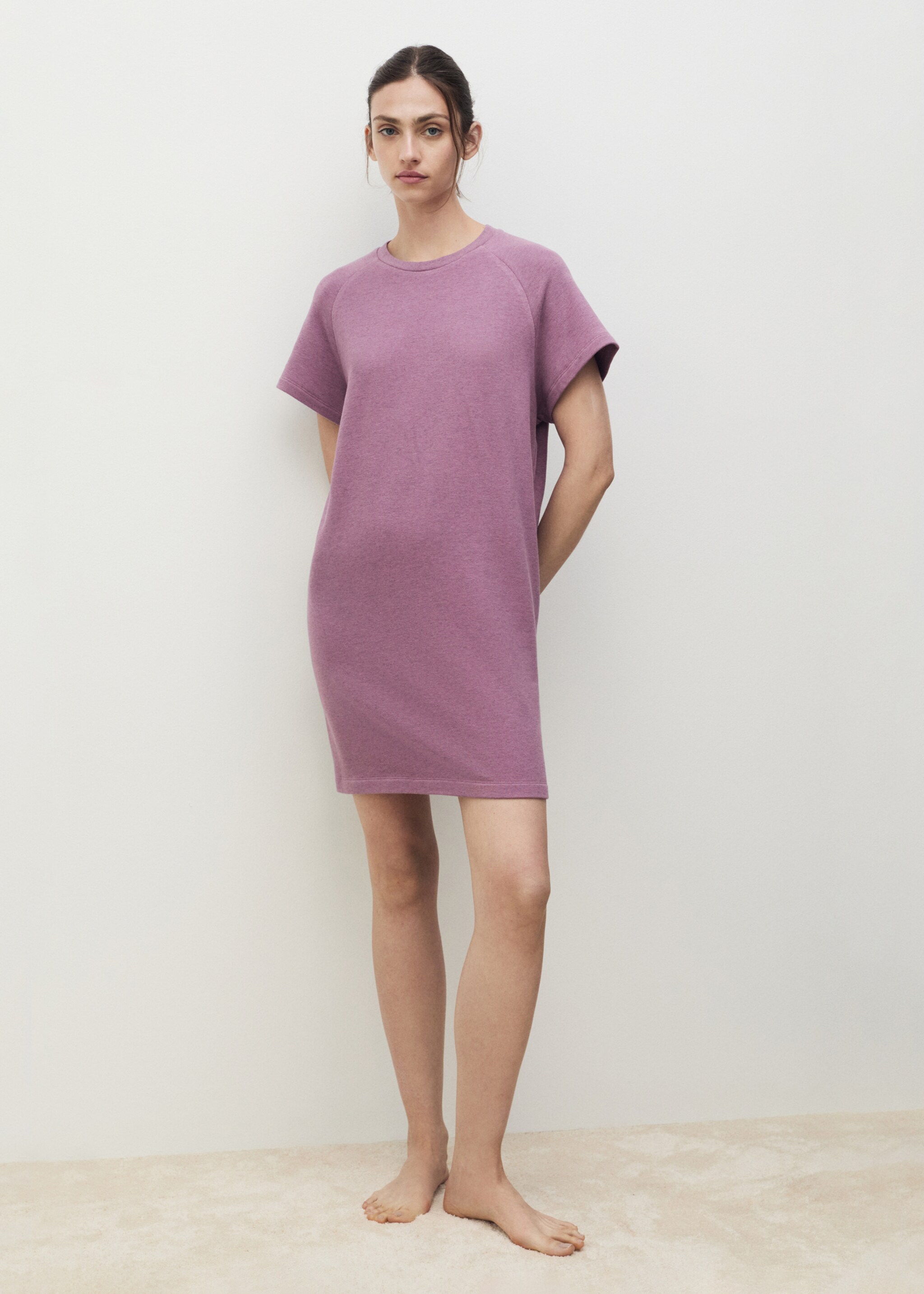 Vigore-nattline i bomullsplysch - Allmän bild, Plommon. Ref: 87096709-00.