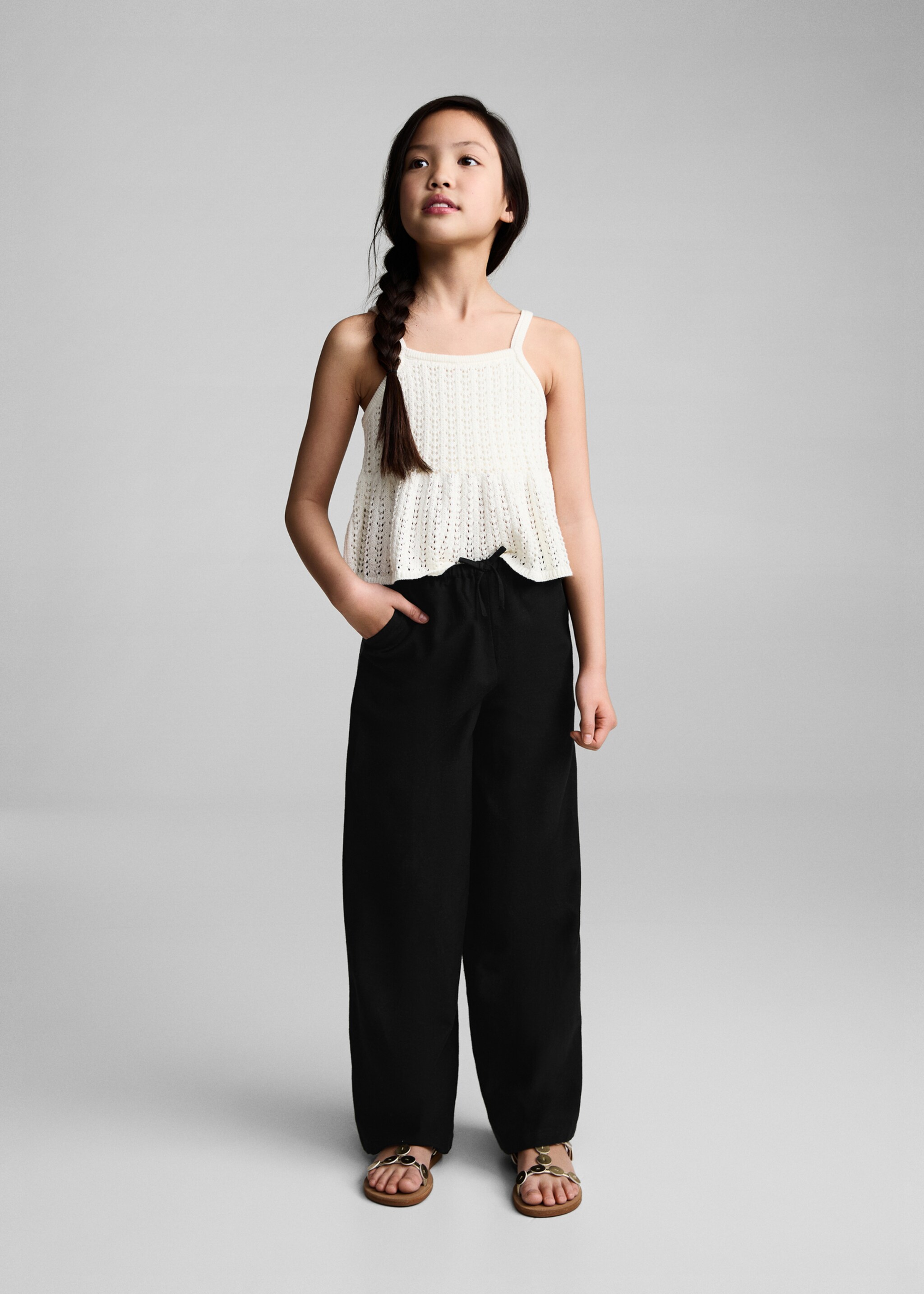 Byxa linne bomull - Allmän bild, Svart. Ref: 87097161-00.