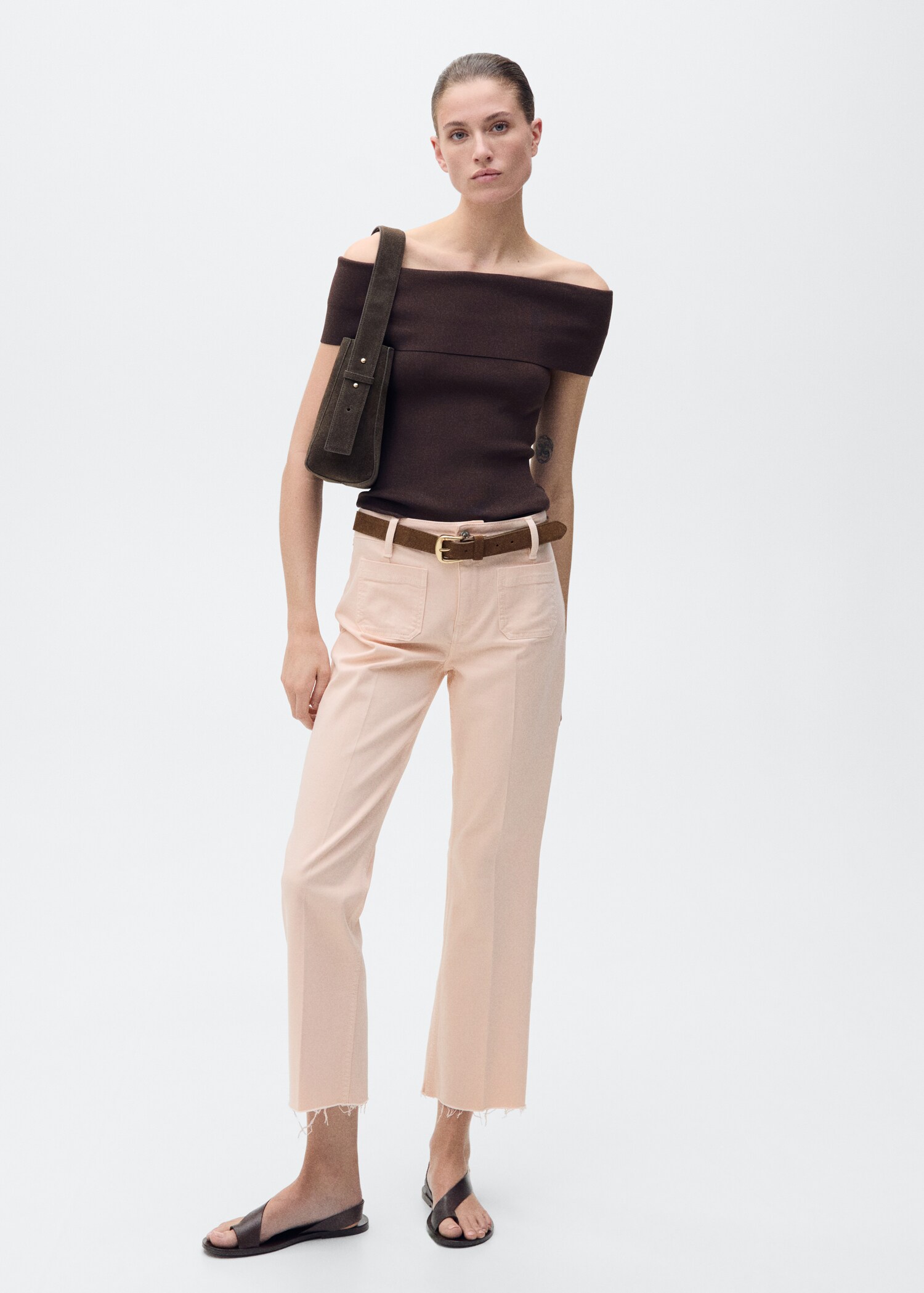 Flared cropped jeans with pockets - General plane