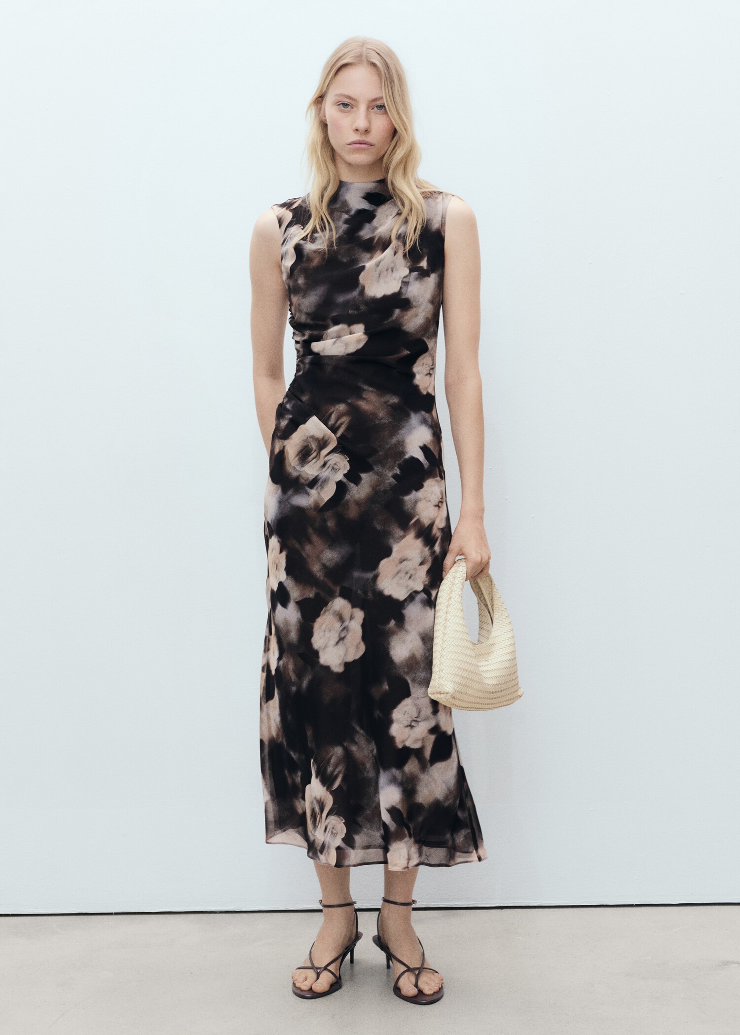 Floral-print draped dress - General plane