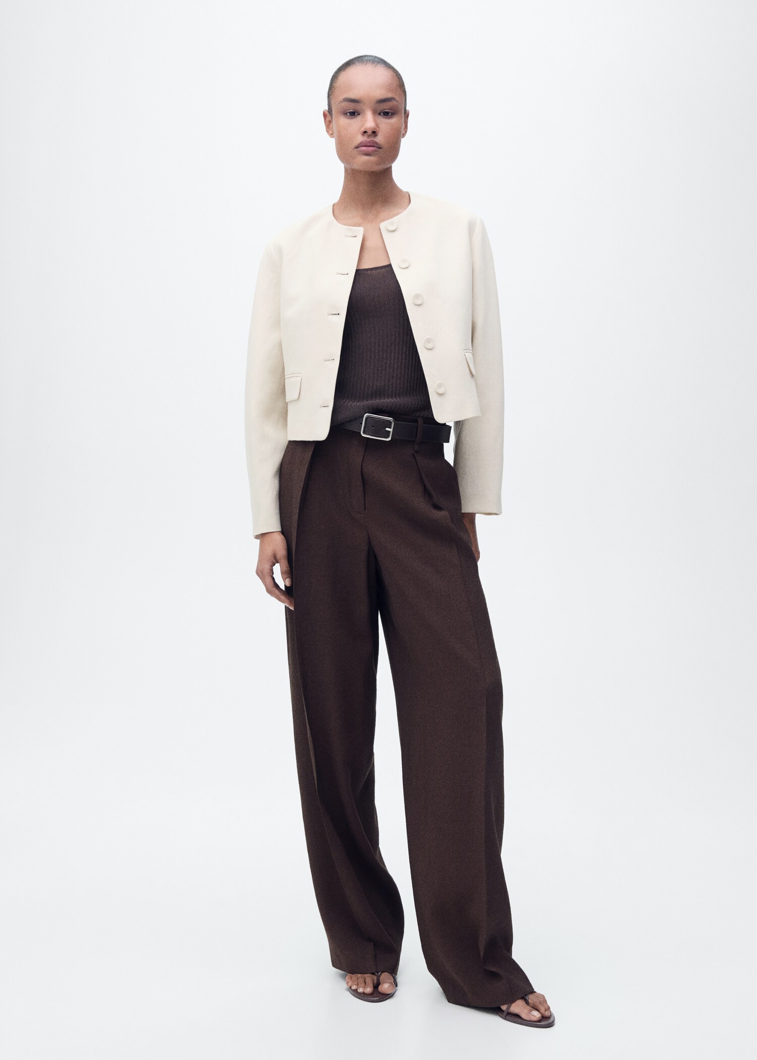 Geknöpfte Jacke aus Leinengemisch - Allgemeine Ansicht