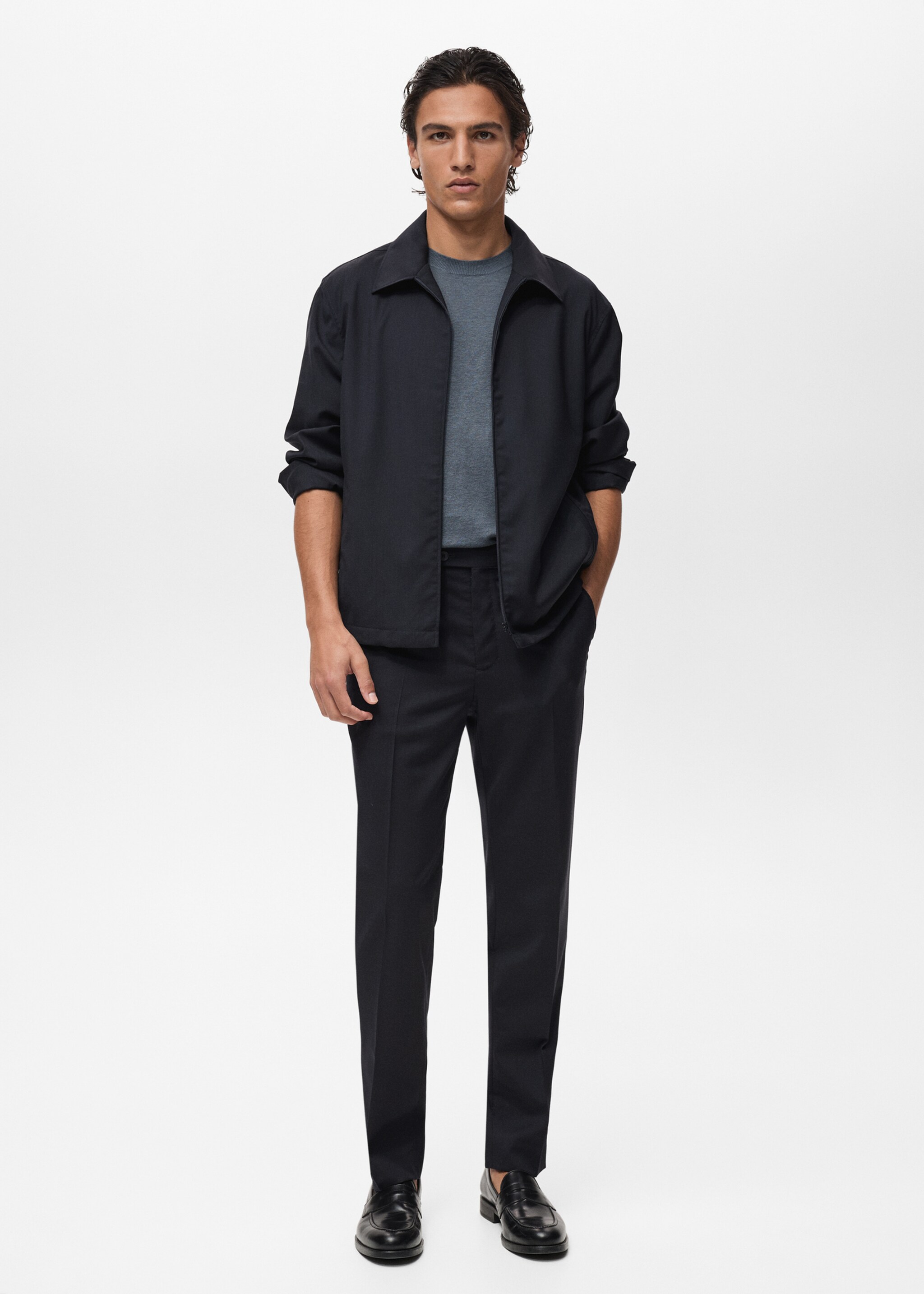 Jaqueta coll camiser llana freda - Pla general, Blau marí fosc. Ref: 87097892-00.