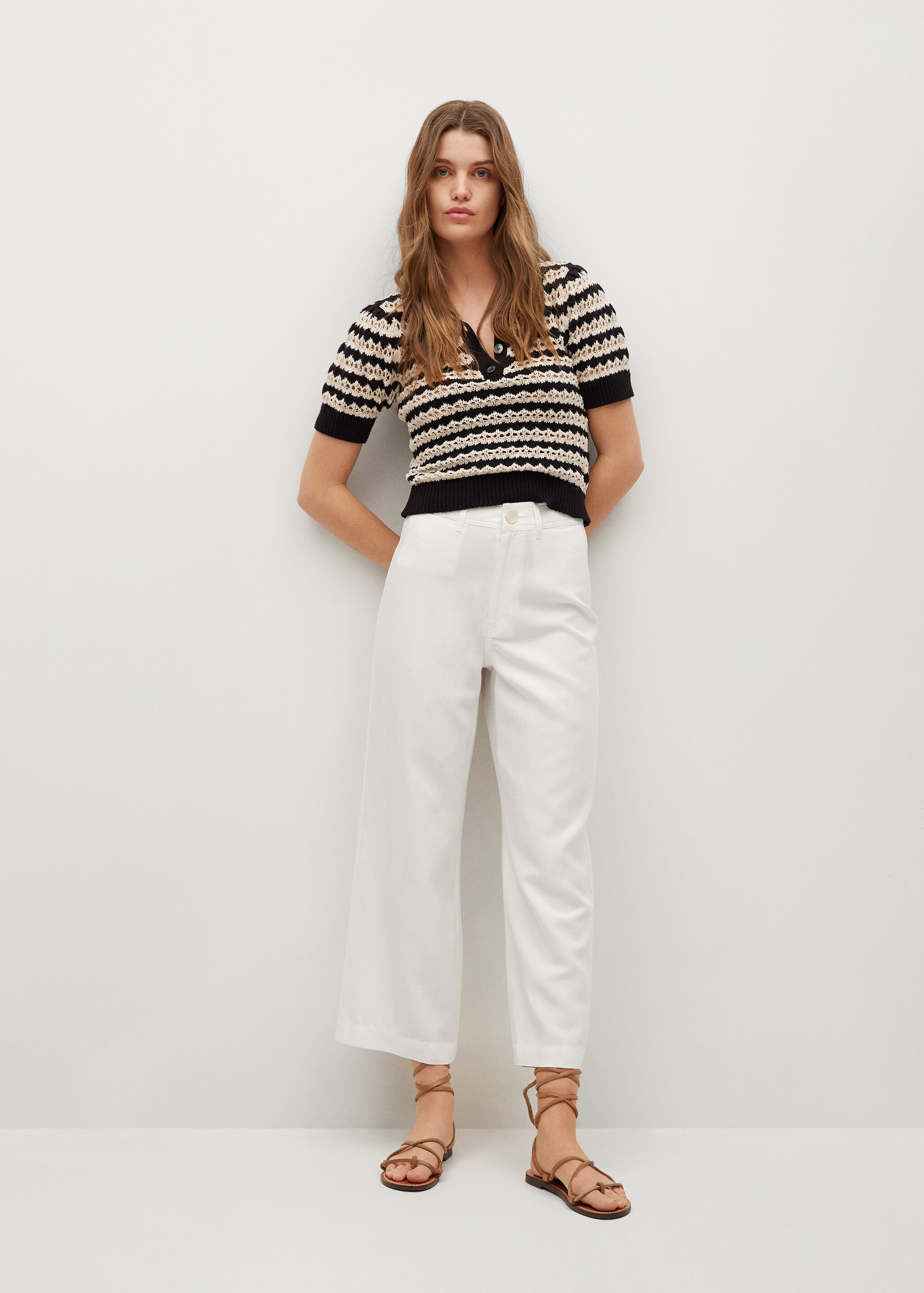 Pantalón culotte algodón lino - Plano general