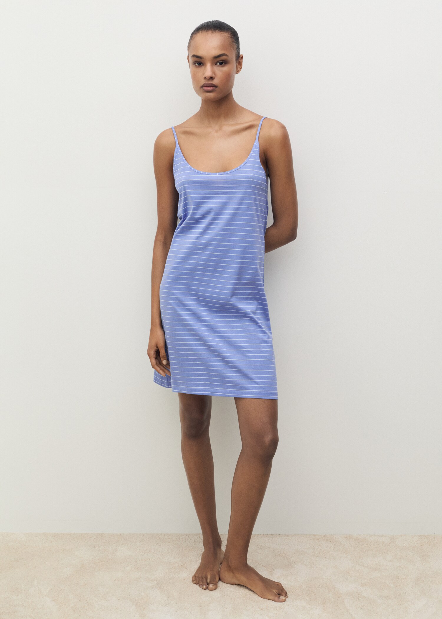 Striped cotton nightdress - General plane