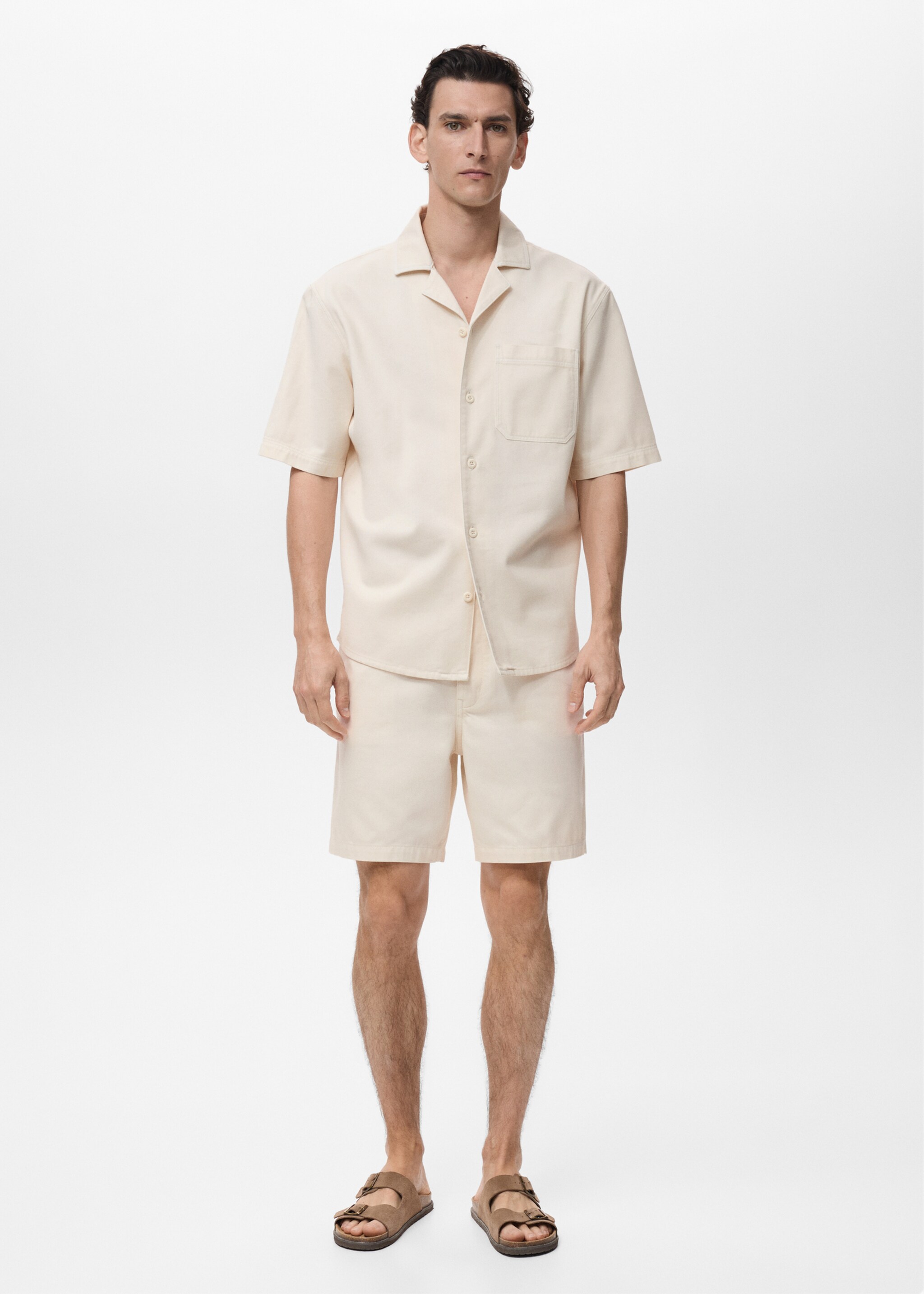 Cotton lyocell bermuda shorts - General plane, Ivory White. Ref: 87099218-00.