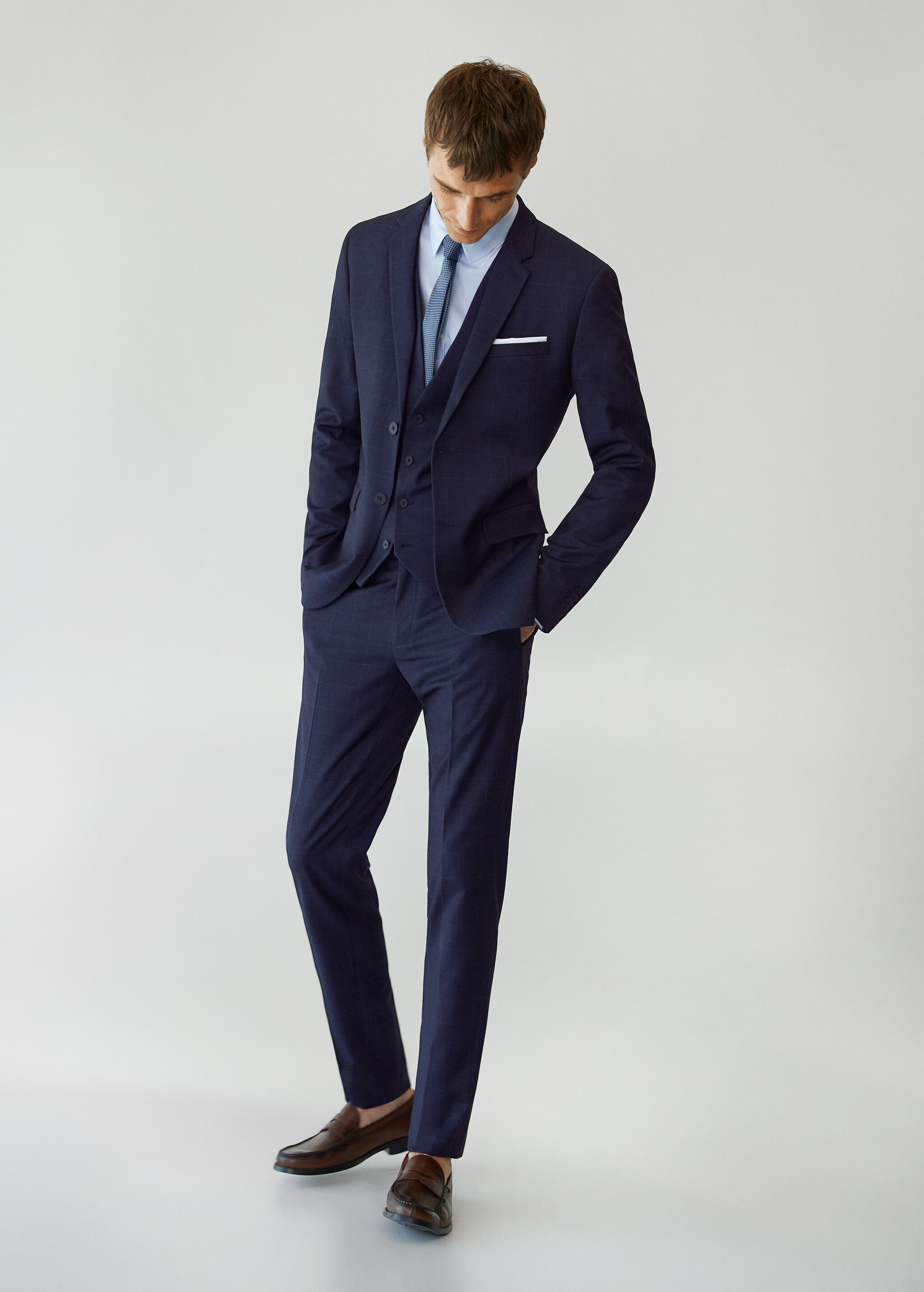 Super slim-fit Tailored check trousers - General plane