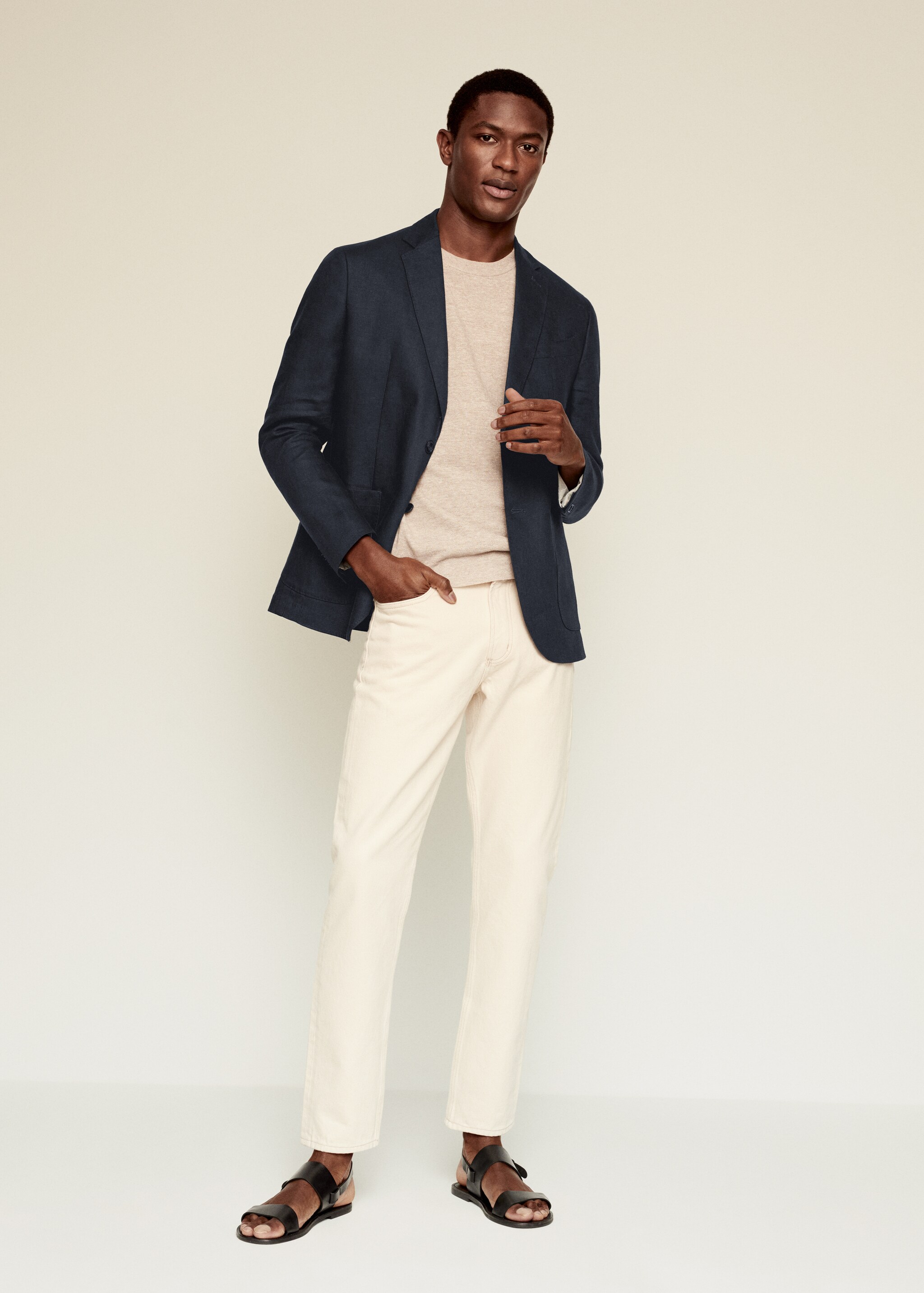 100% linen slim fit blazer - General plane