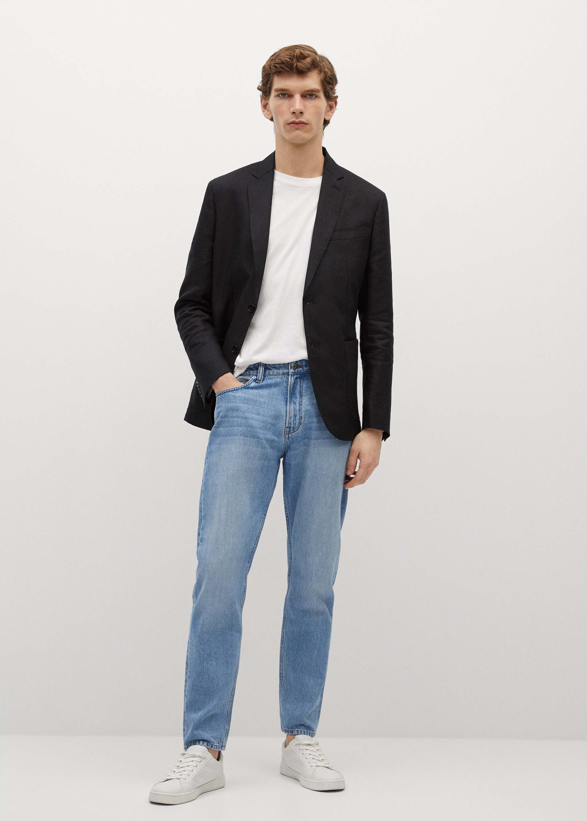 100% linen slim fit blazer - General plane