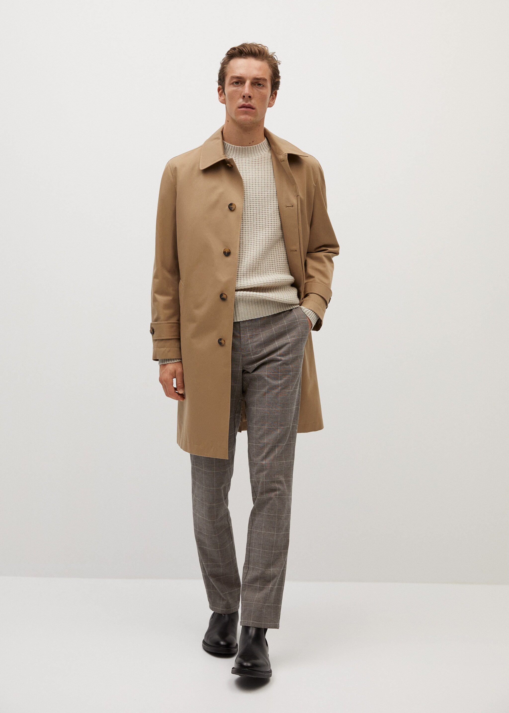 Pantalón slim fit algodón cuadros - Plano general