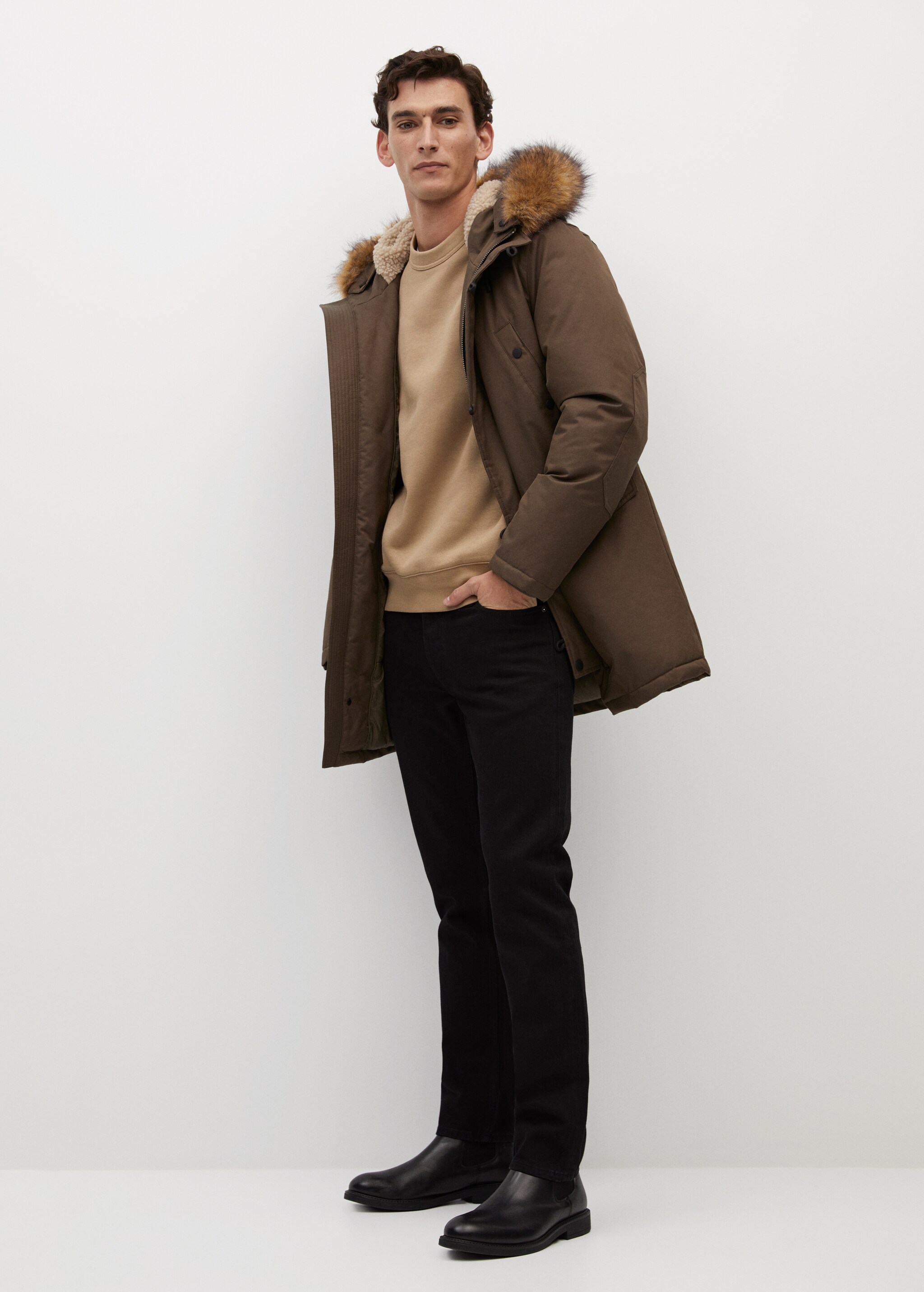 Parka impermeable capucha borreguito - Plano general