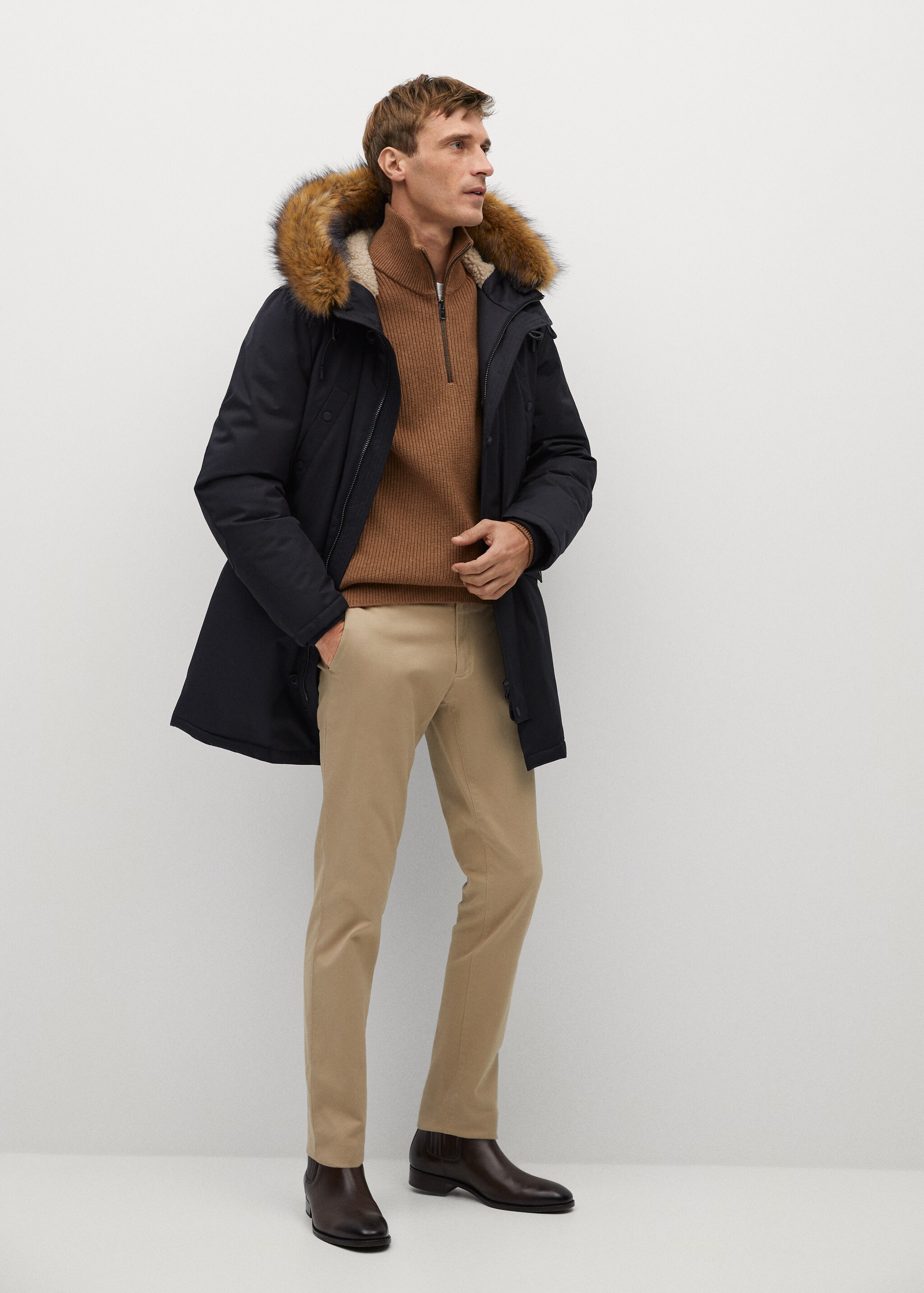 Parka impermeable capucha borreguito - Plano general