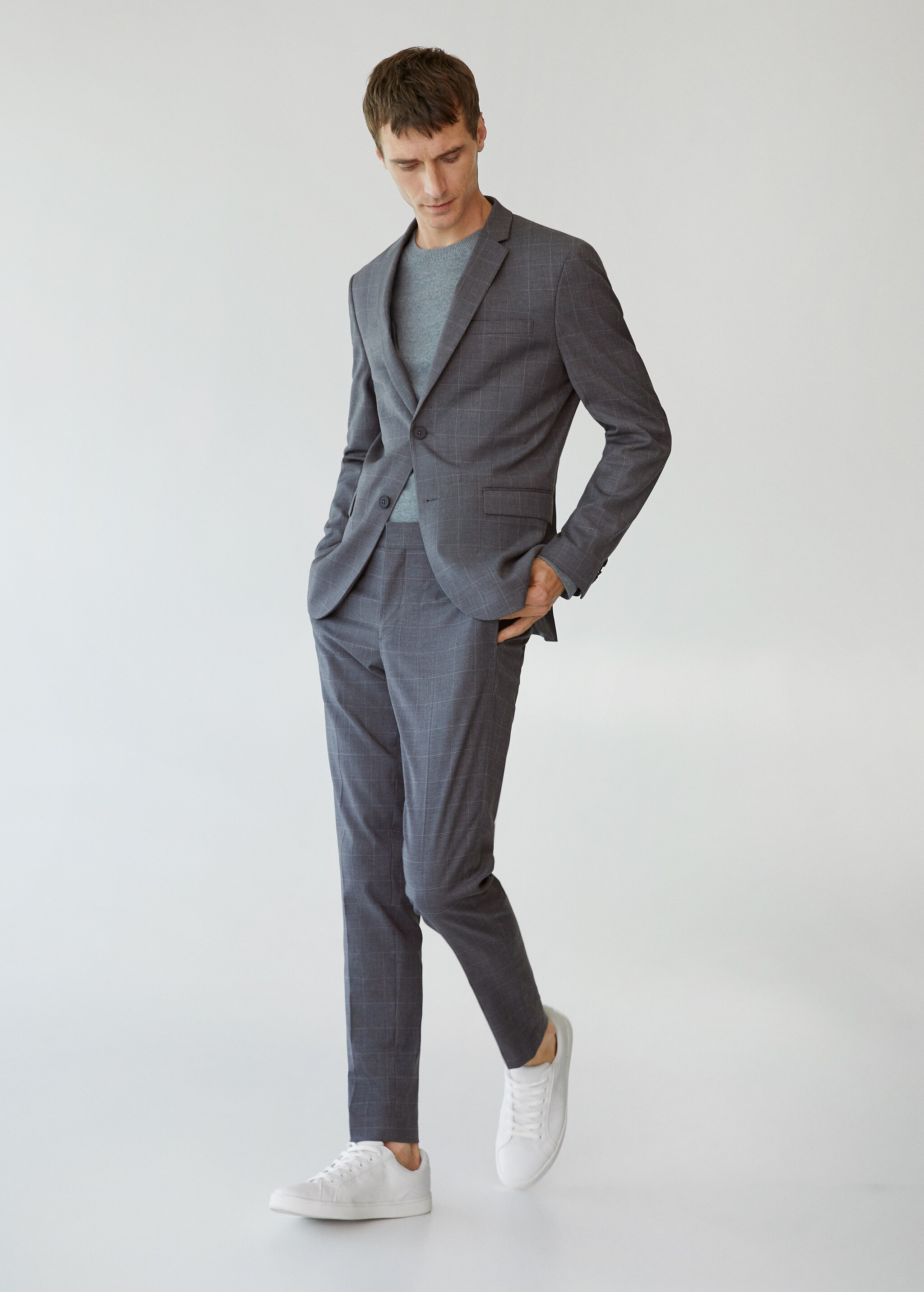 Pantalón traje super slim fit cuadros - Plano general