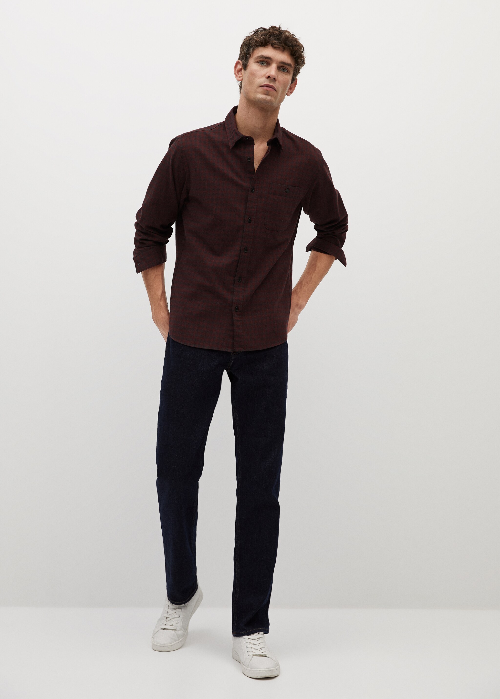 Camisa regular fit franela cuadros - Plano general