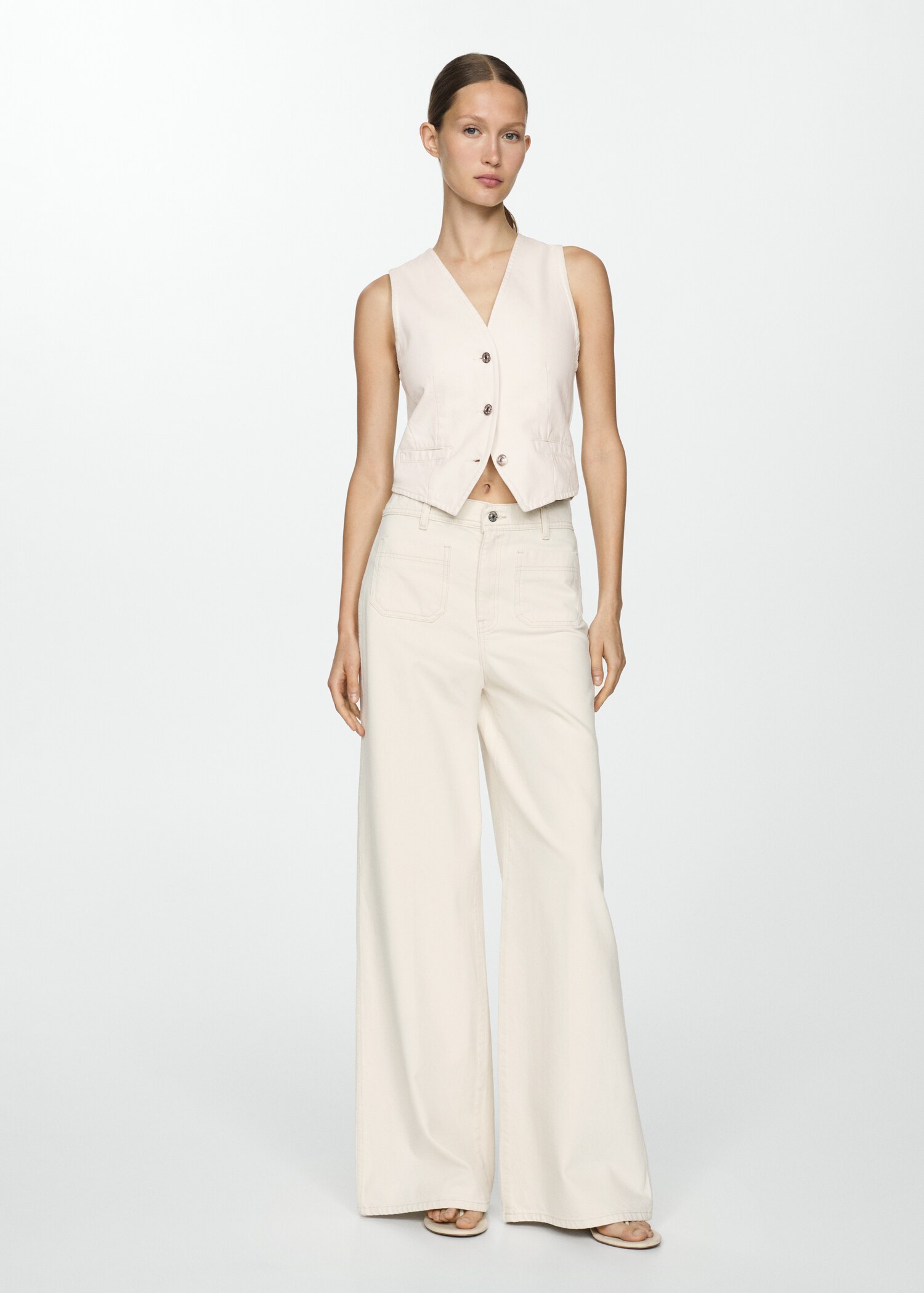 Buttoned denim vest - General plane