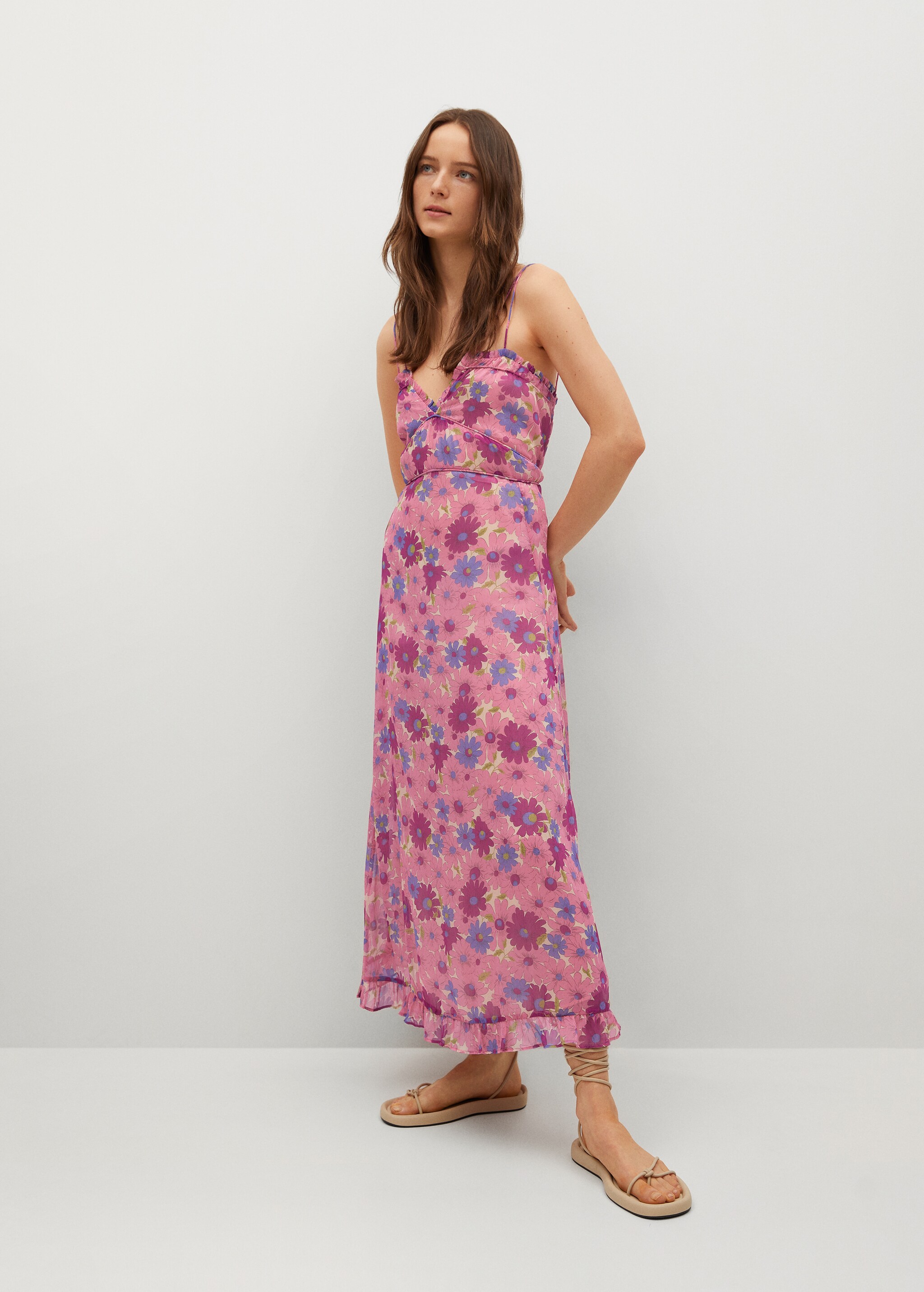 Vestido estampado tirantes - Plano general